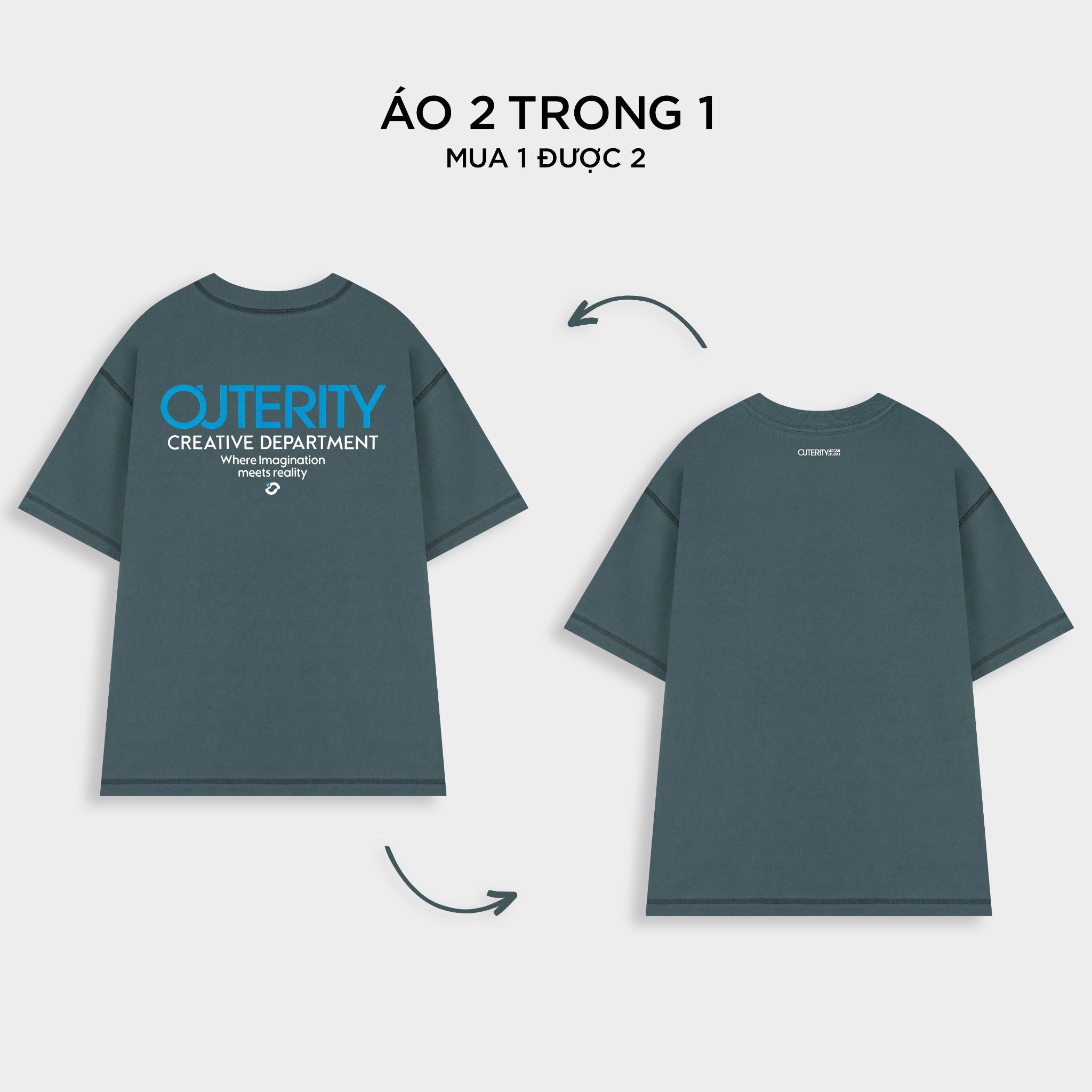 Outerity Double Tee Collection - Blue Heart / Dark Slate