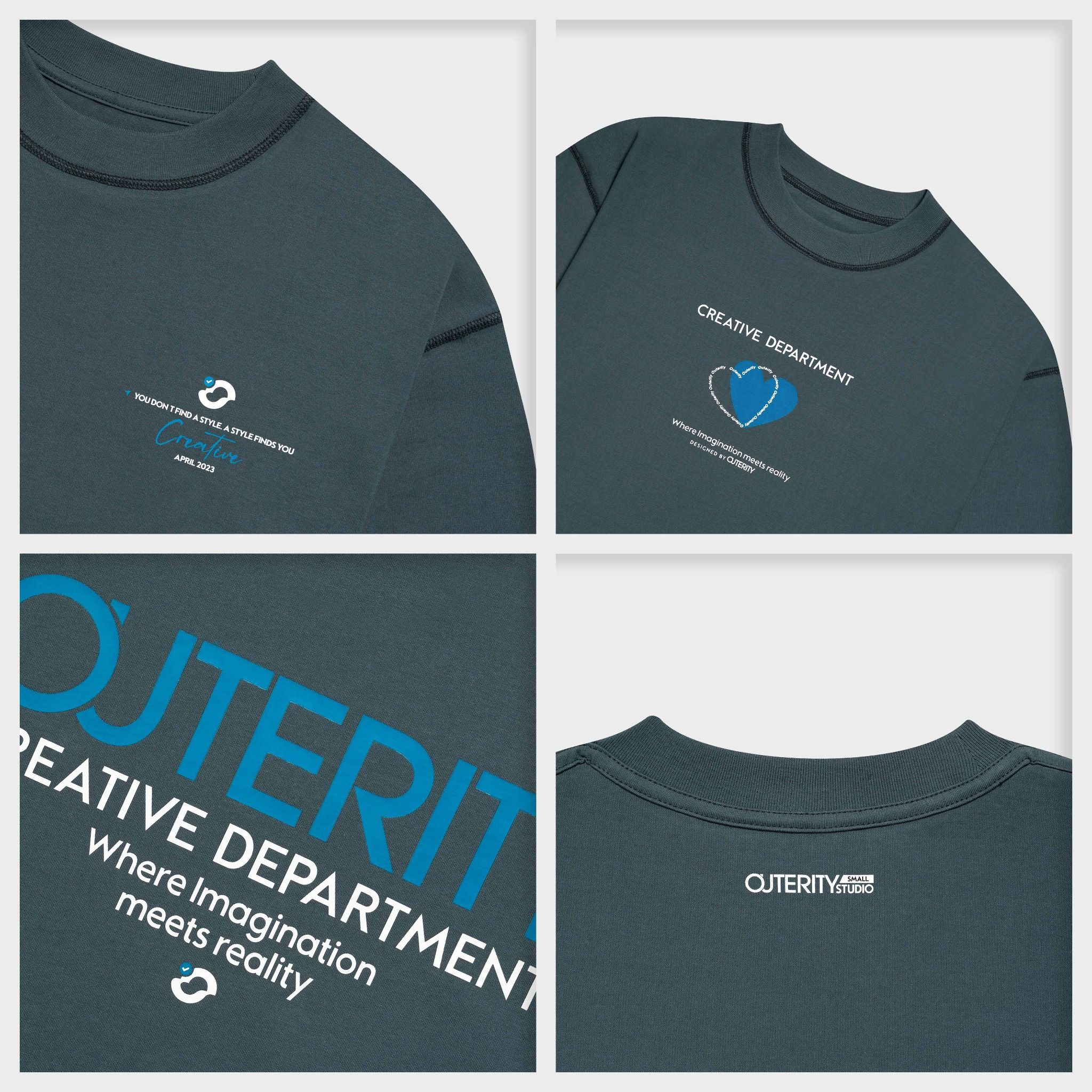 Outerity Double Tee Collection - Blue Heart / Dark Slate