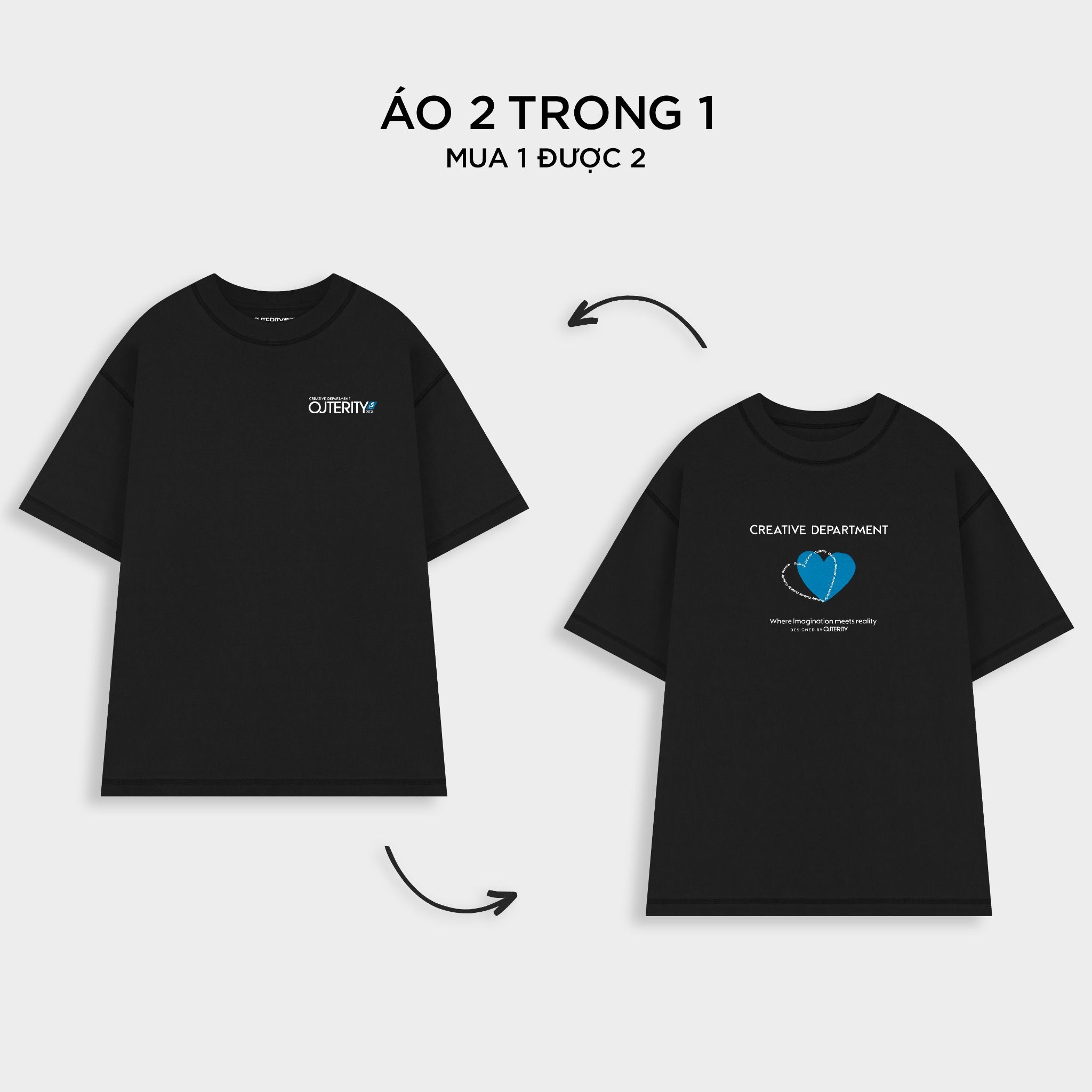  Outerity Double Tee Collection - Blue Heart / Black 