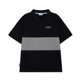  CROSS CUT POLO / Black-Grey Color 