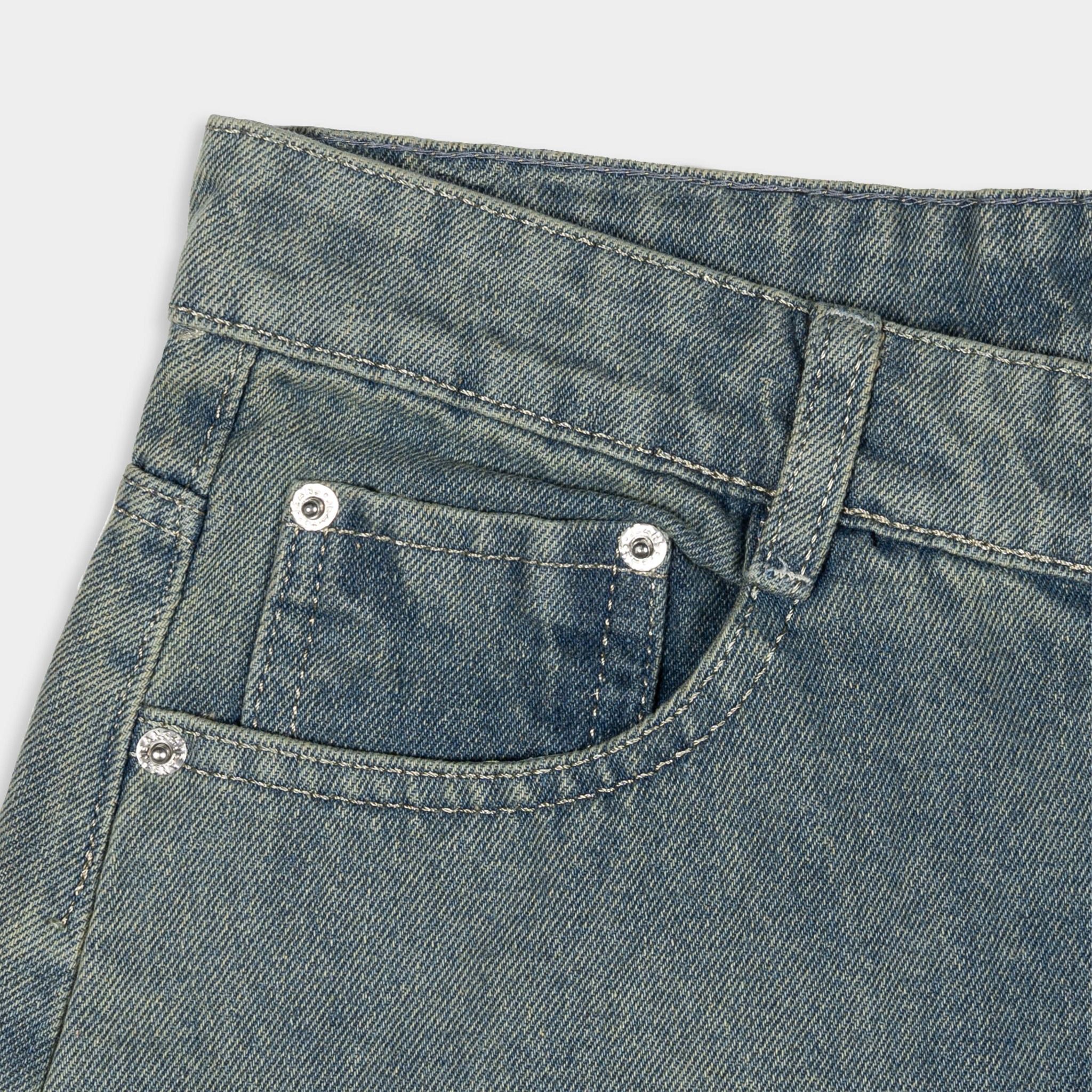 Outerity Jean Wash Cạp Cao Form Unisex / Xanh Biển