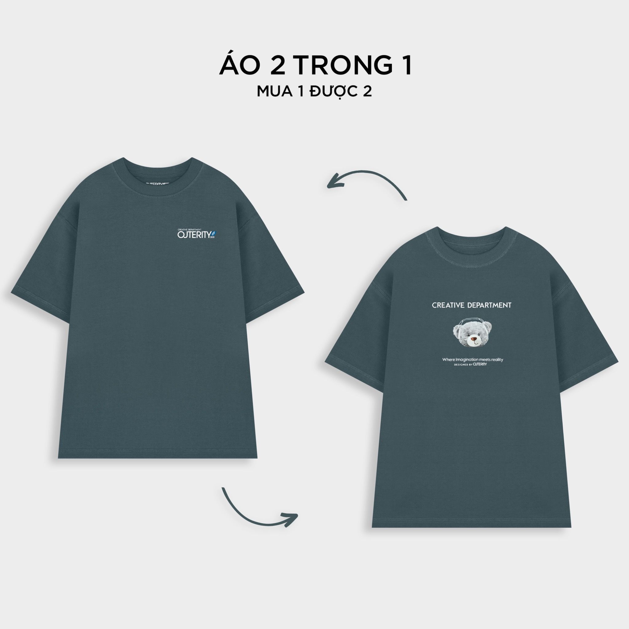 Outerity Double Tee Collection - DJ Bear / Dark Slate