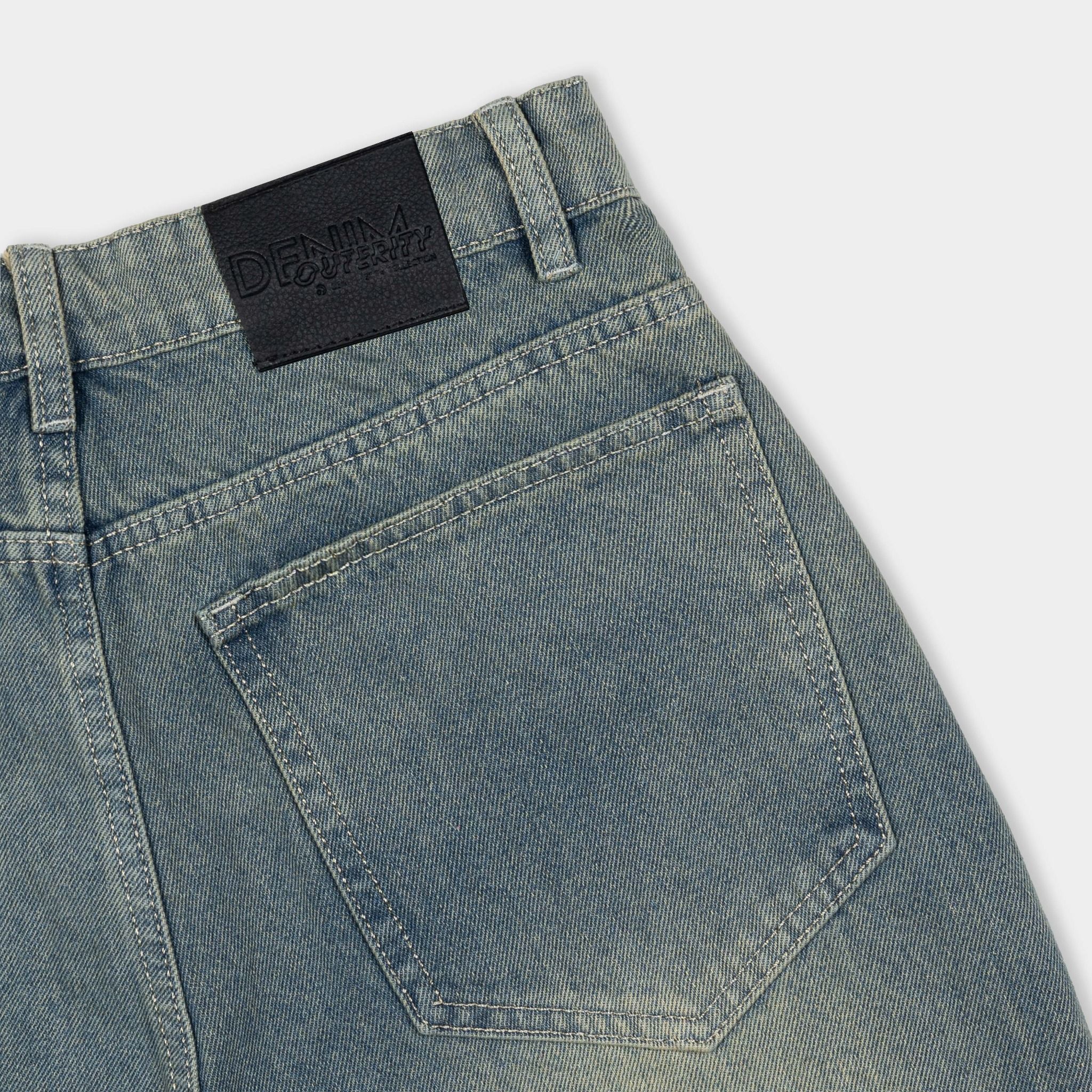 Outerity Jean Wash Cạp Cao Form Unisex / Xanh Biển