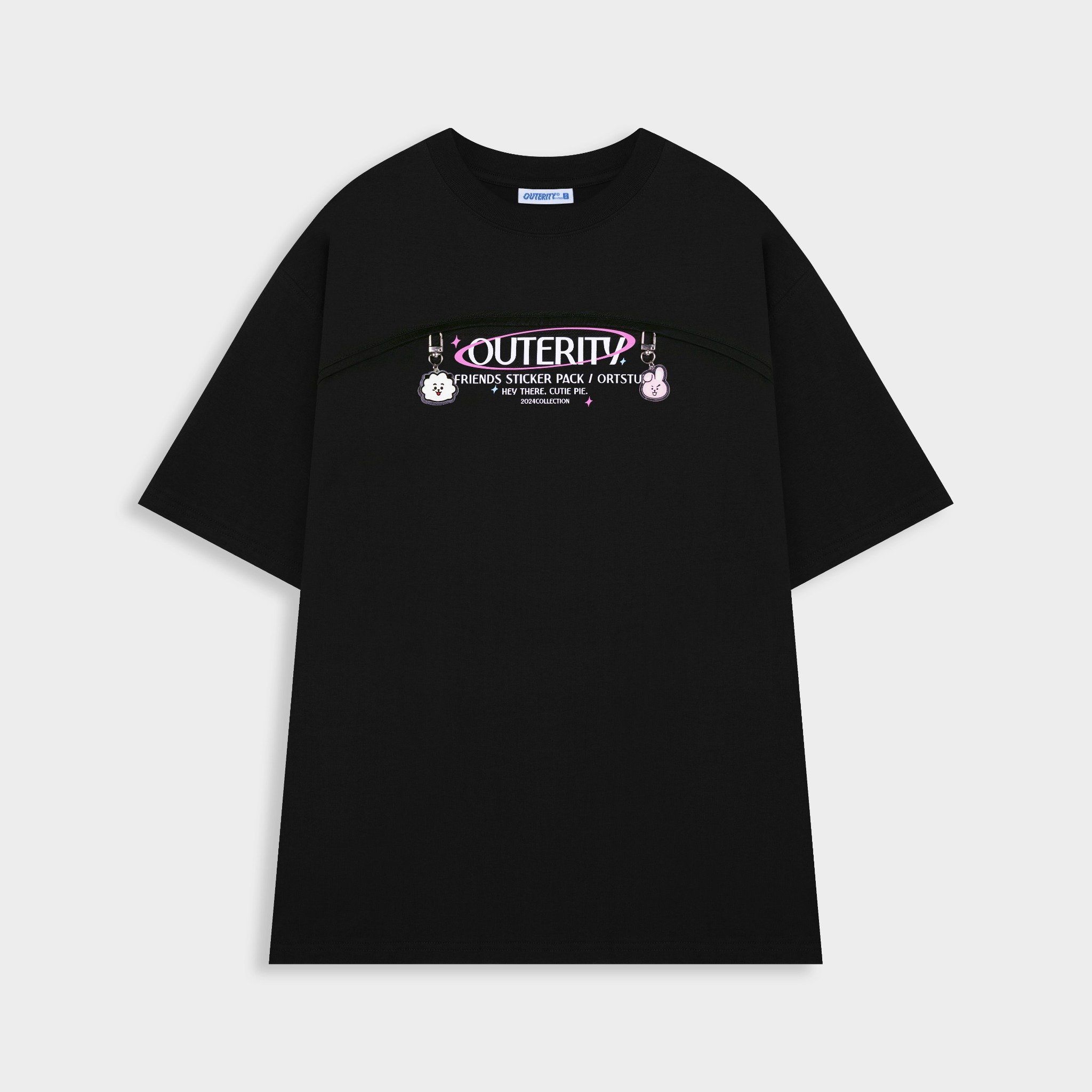 Áo Thun Outerity Line Friend BT21 Stickers / Black