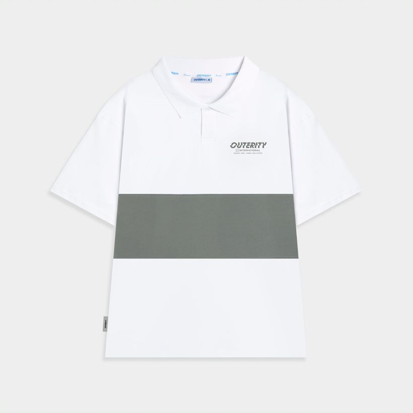  CROSS CUT POLO / White-Grey Color 