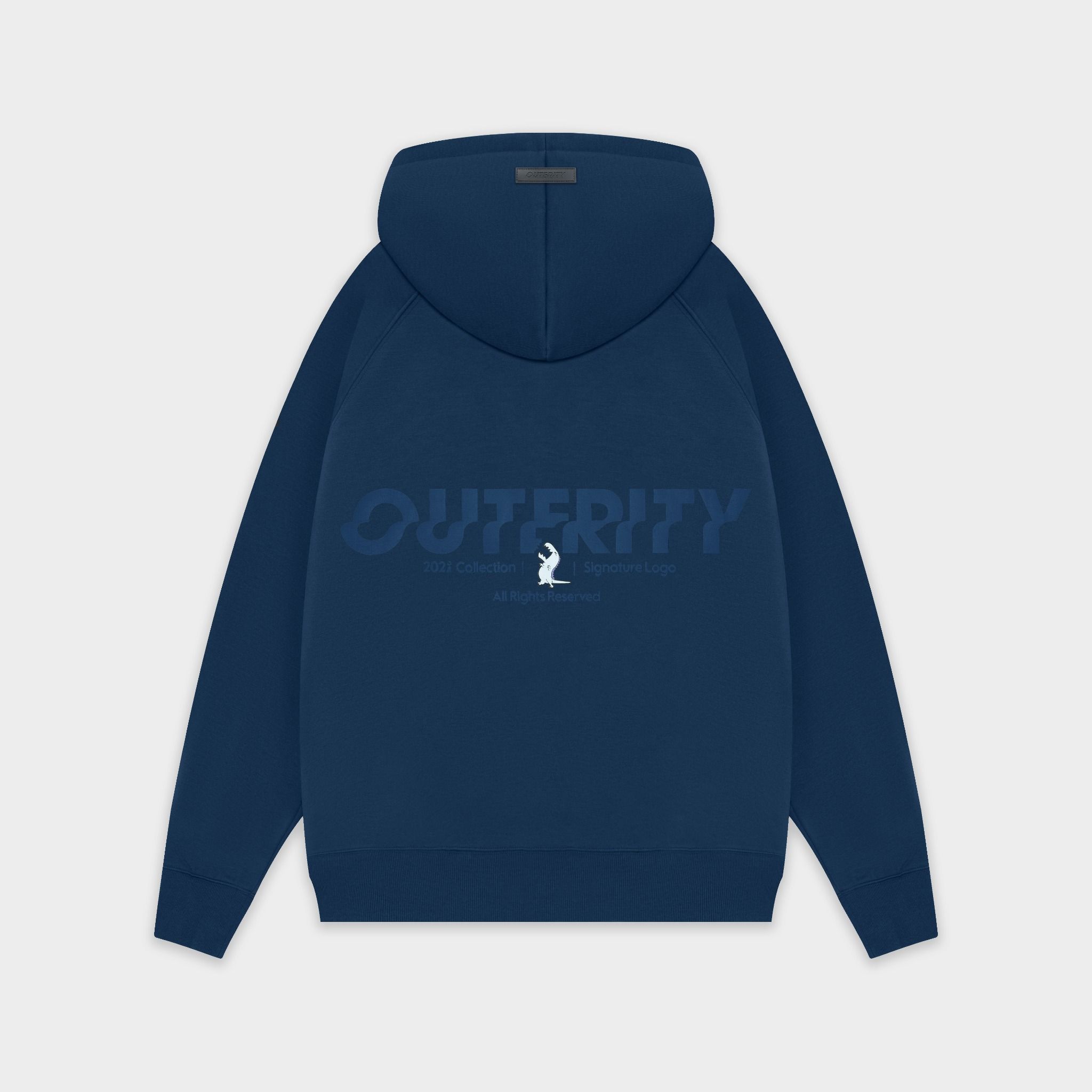 Outerity Basic Hoodie Double Zip Dino / Navy peony