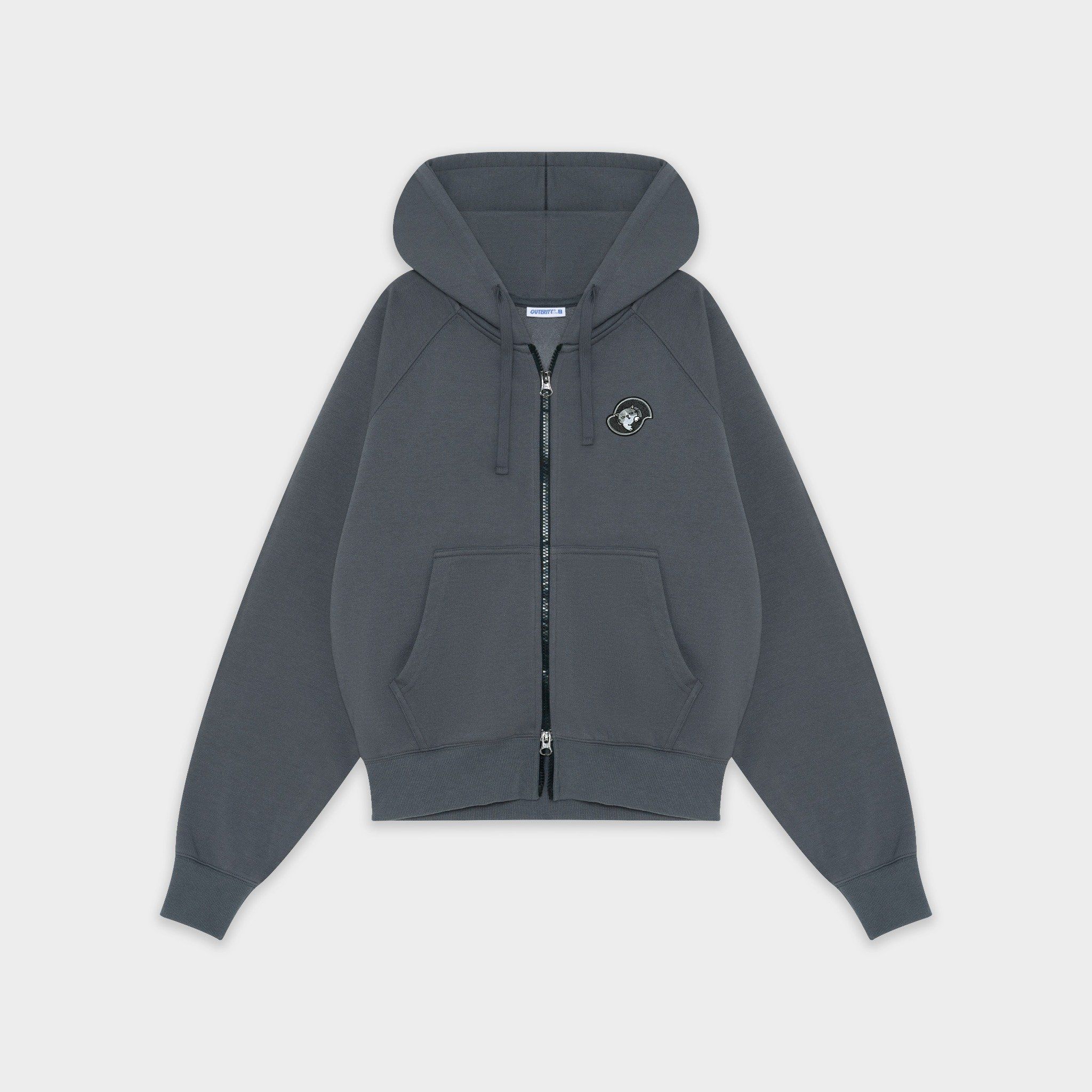 Outerity Basic Boxy Hoodie - Double Zip / Gray Pinstripe