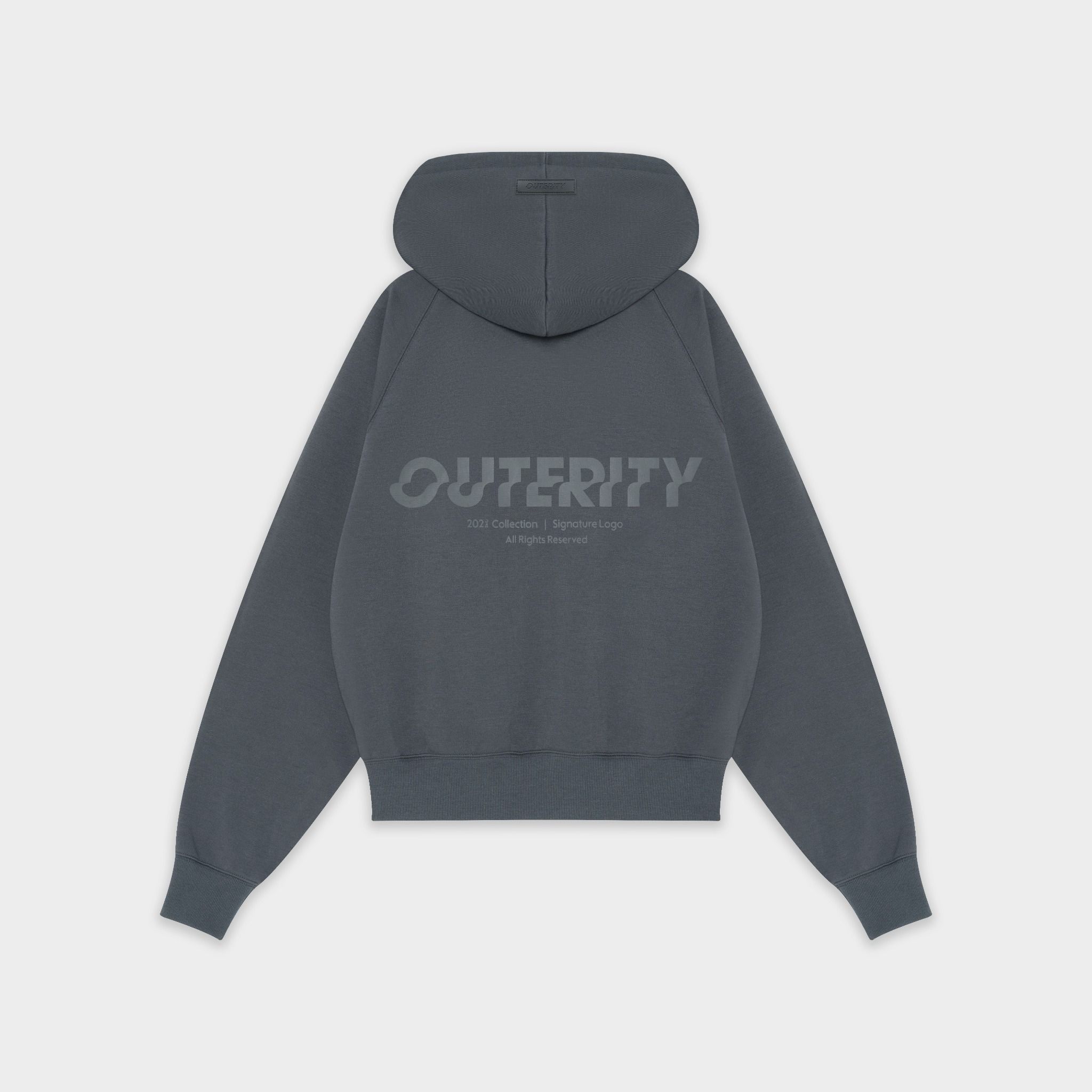 Outerity Basic Boxy Hoodie - Double Zip / Gray Pinstripe