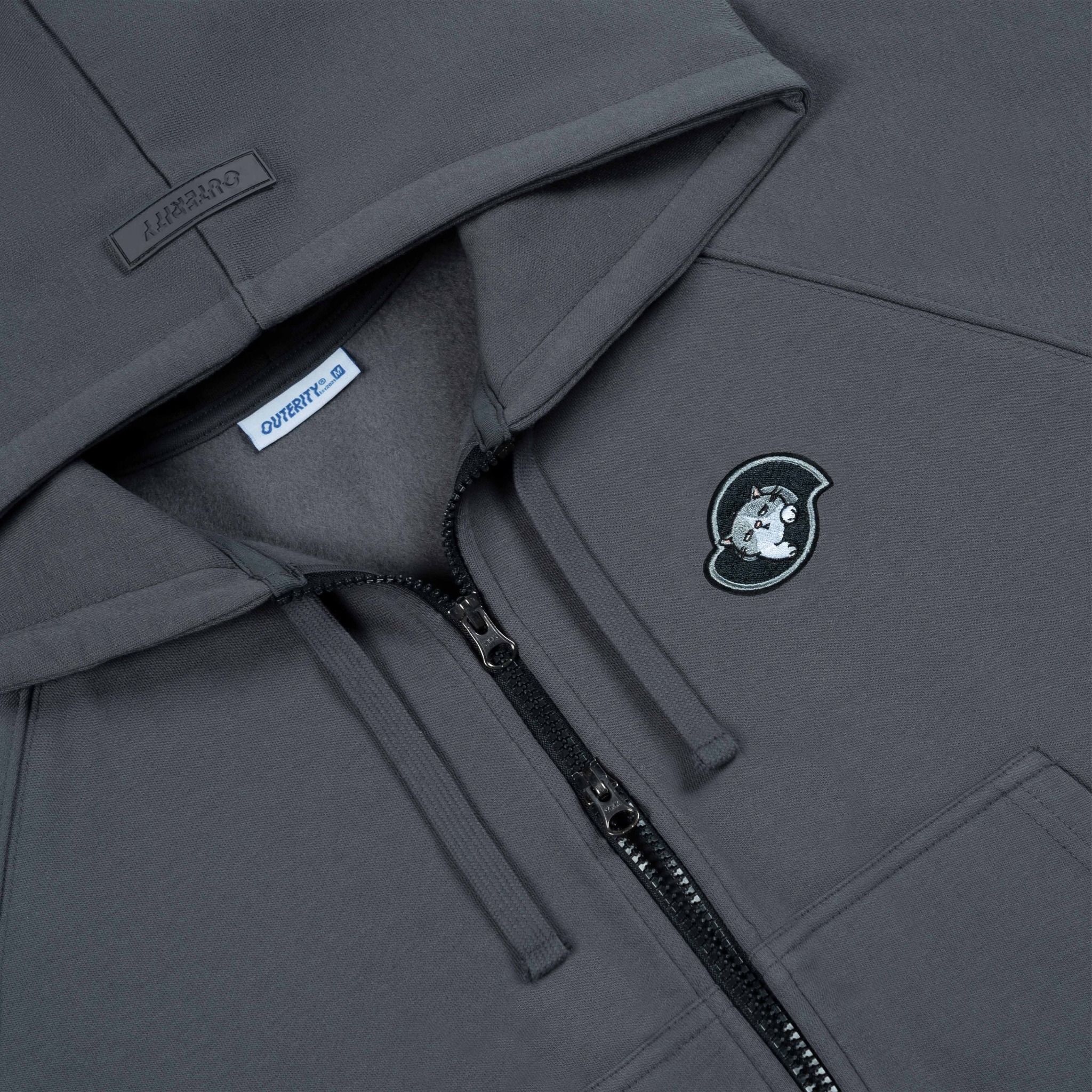 Outerity Basic Boxy Hoodie - Double Zip / Gray Pinstripe