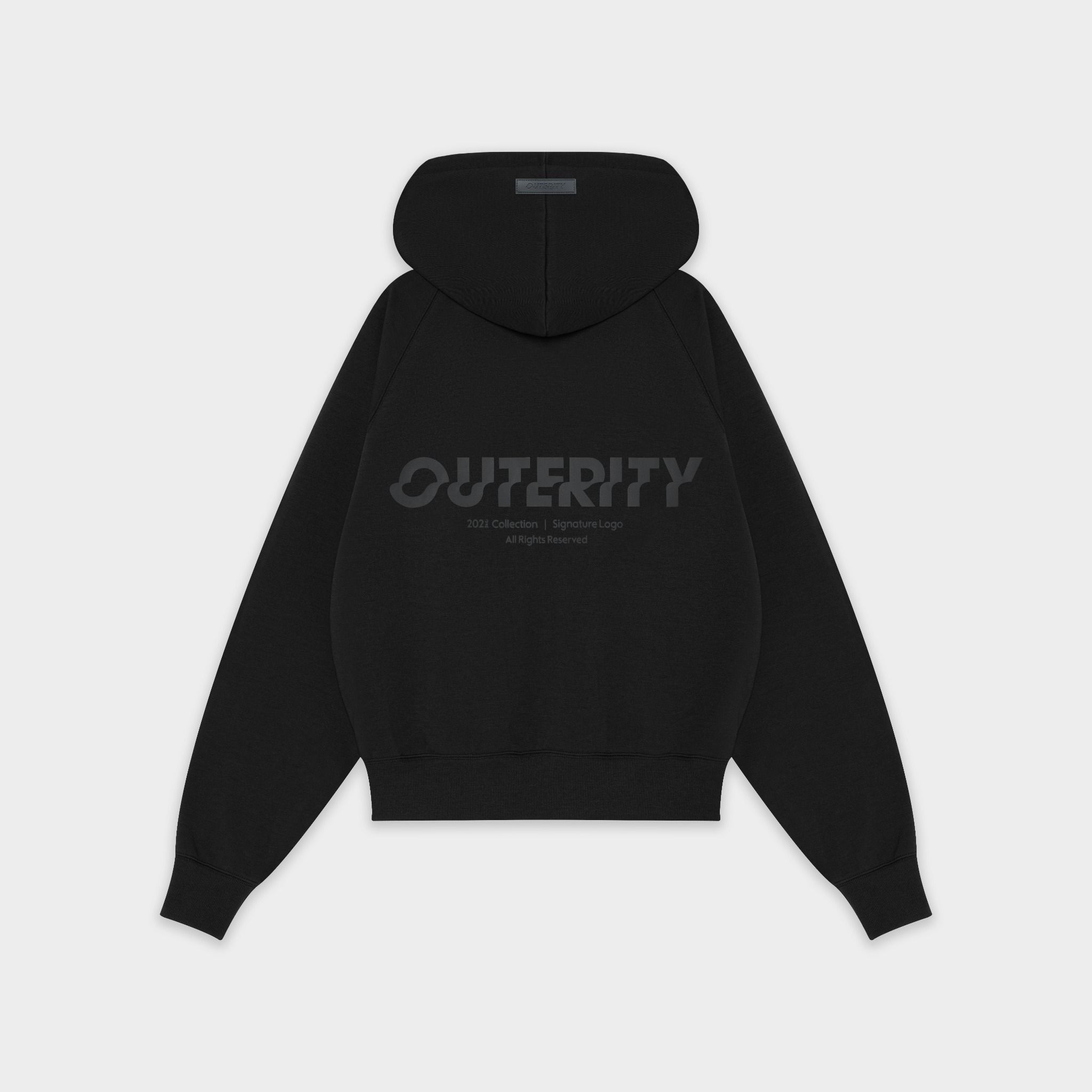 Outerity Basic Boxy Hoodie - Double Zip / Black