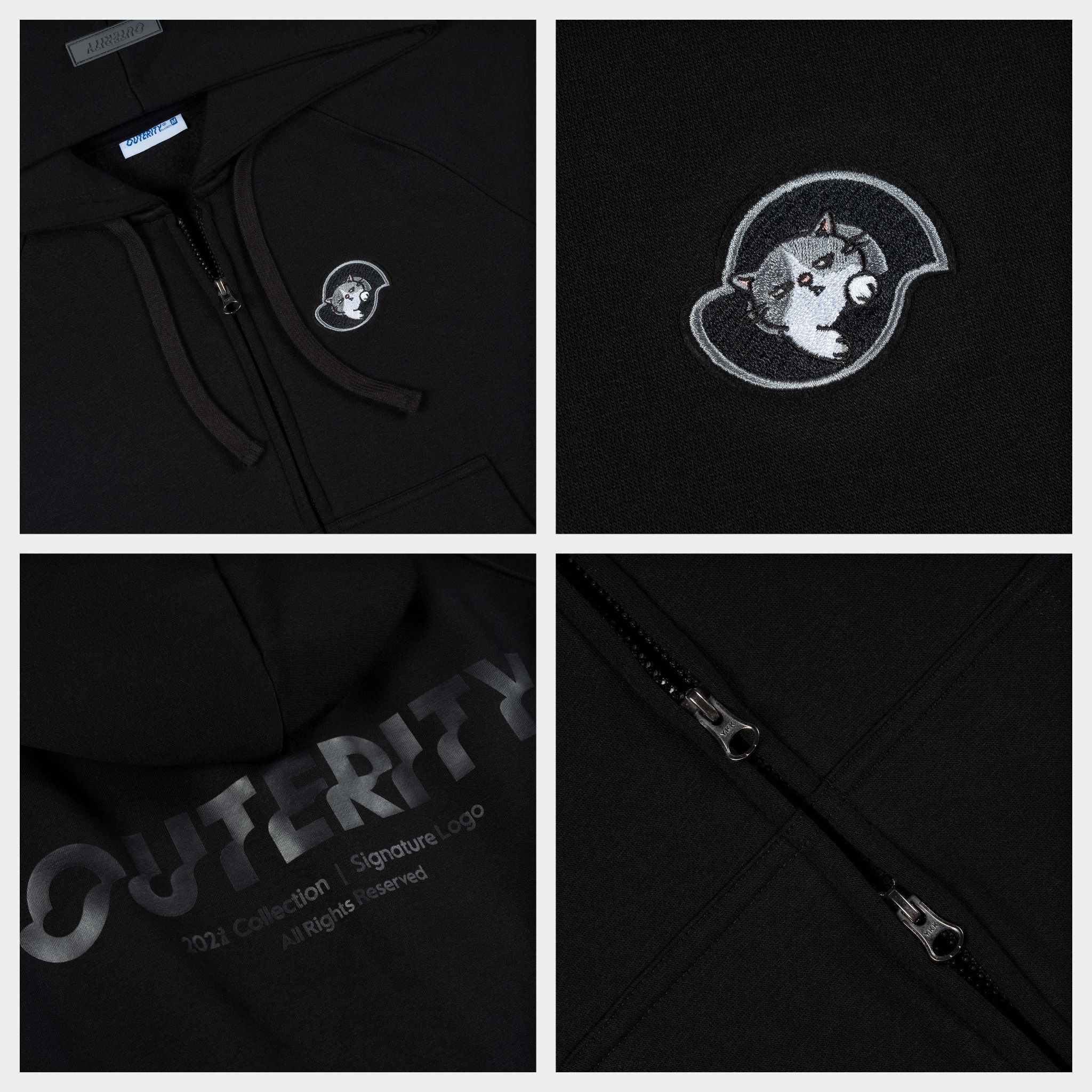 Outerity Basic Boxy Hoodie - Double Zip / Black