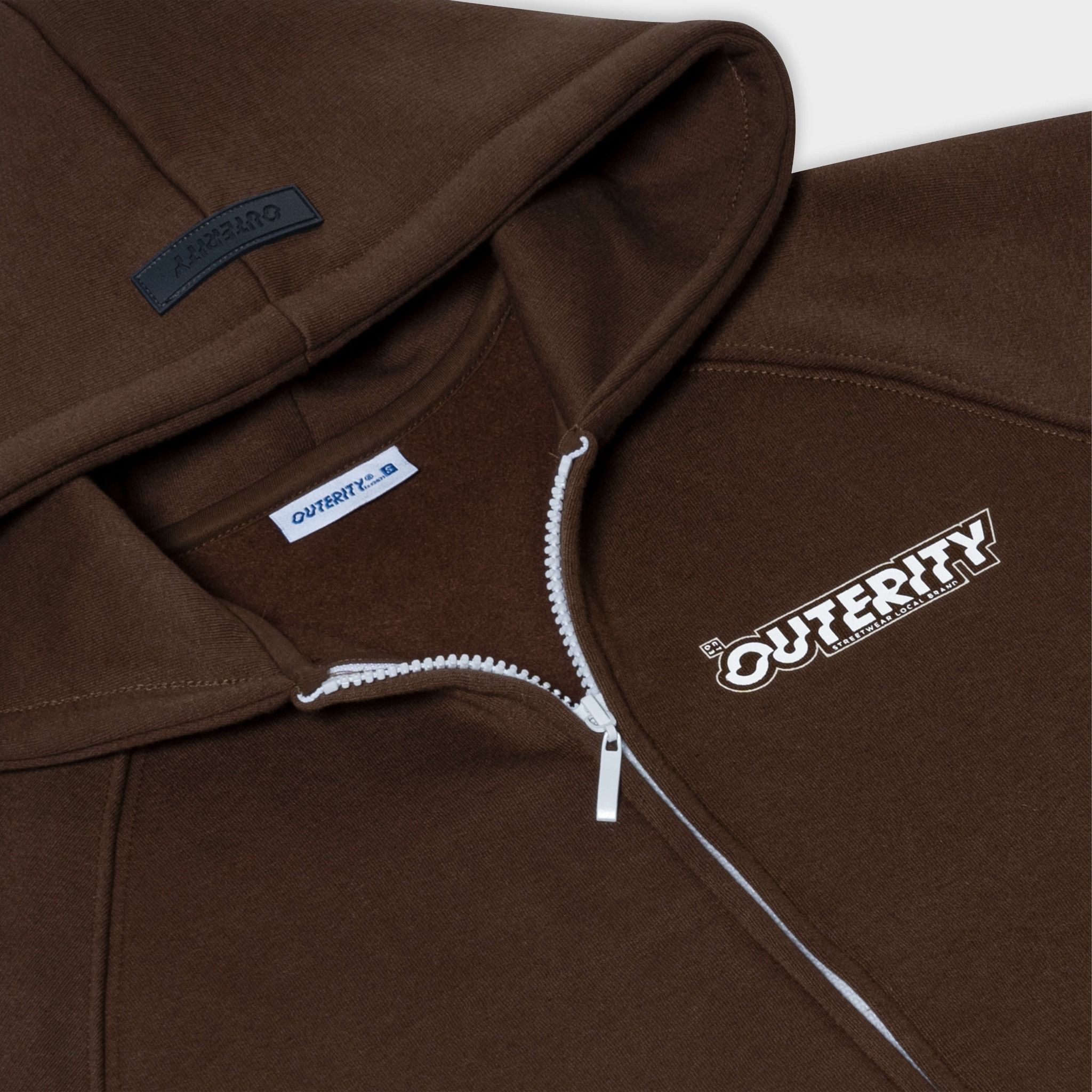  HOODIE ZIP SIGNATURE / BROWN COLOR 