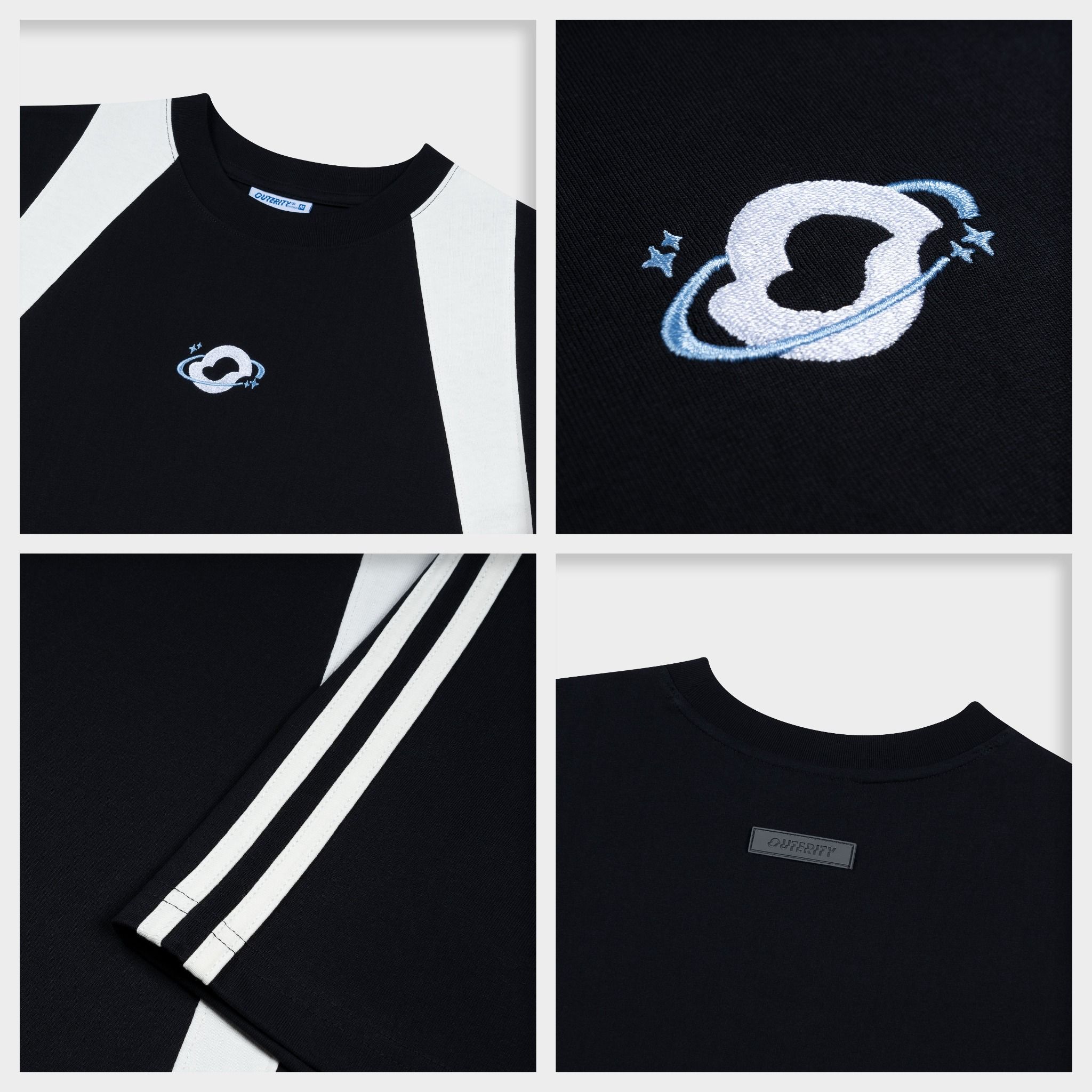 Outerity Sporty Basic Tee / Black & Canoli cream