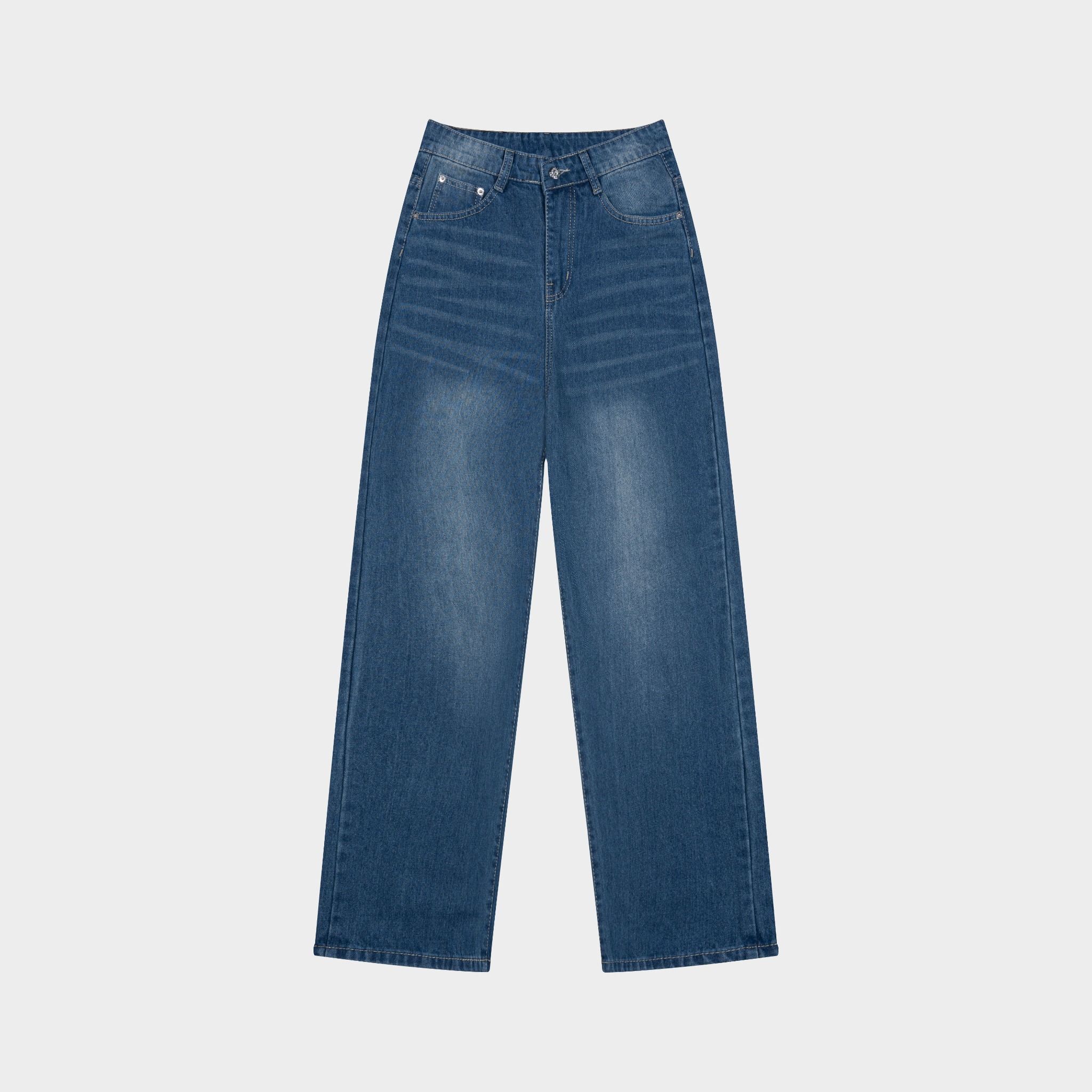 Outerity Jean Wash Cạp Cao Form Unisex / Xanh Biển