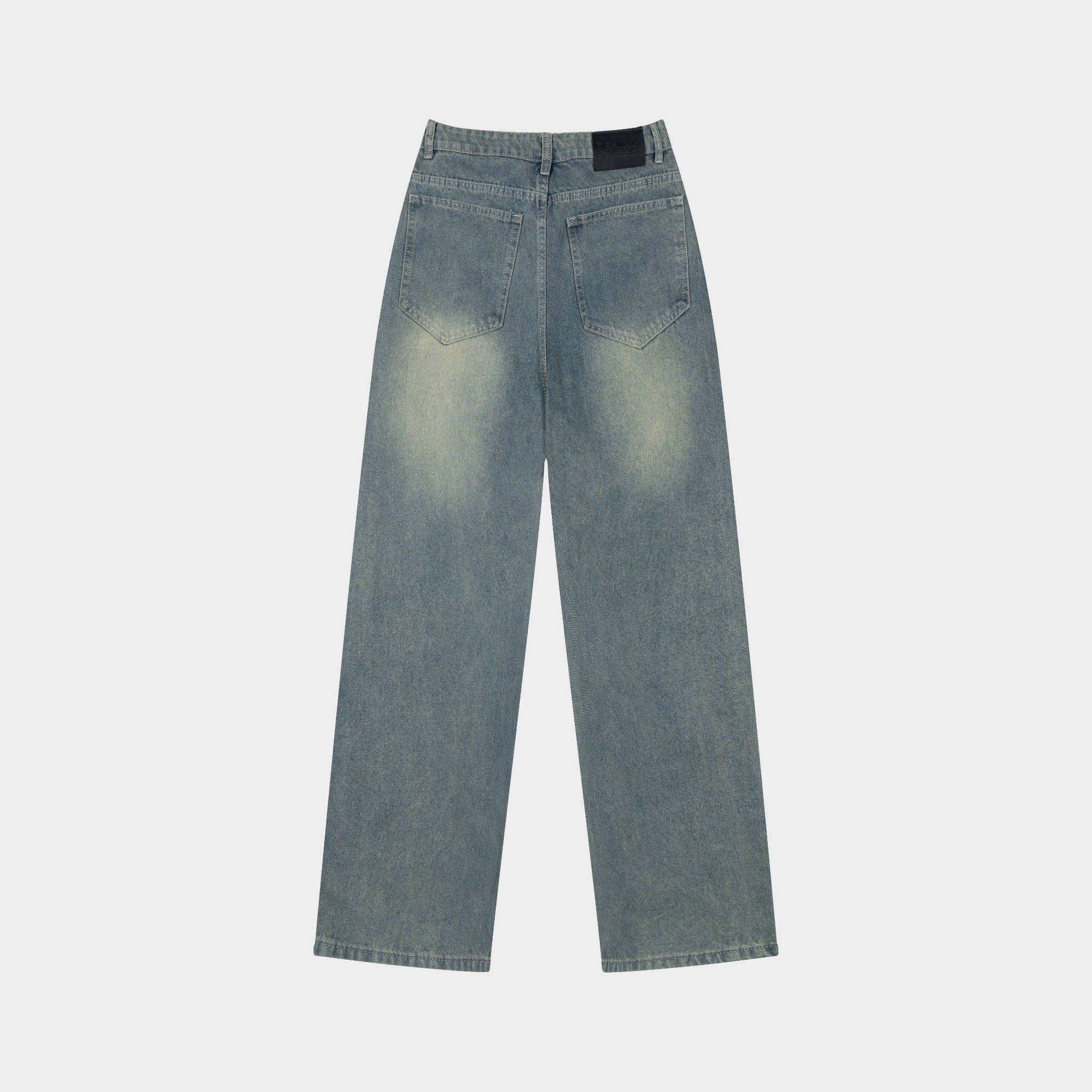Outerity Jean Wash Cạp Cao Form Unisex / Xanh Vàng