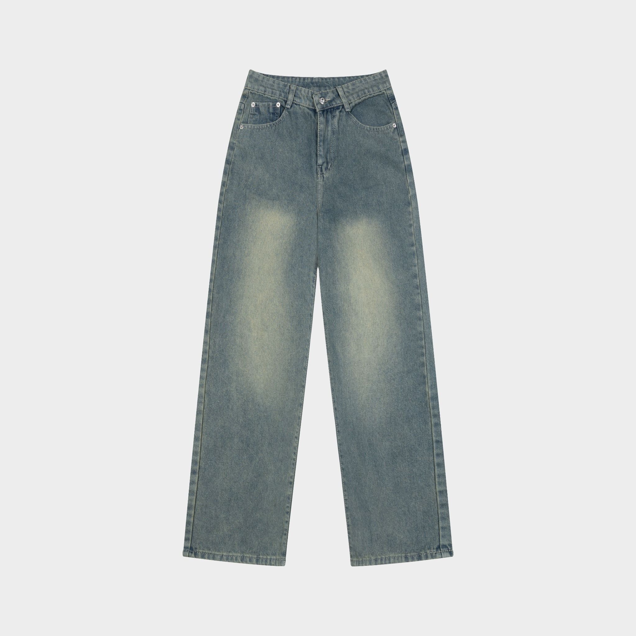 Outerity Jean Wash Cạp Cao Form Unisex / Xanh Vàng