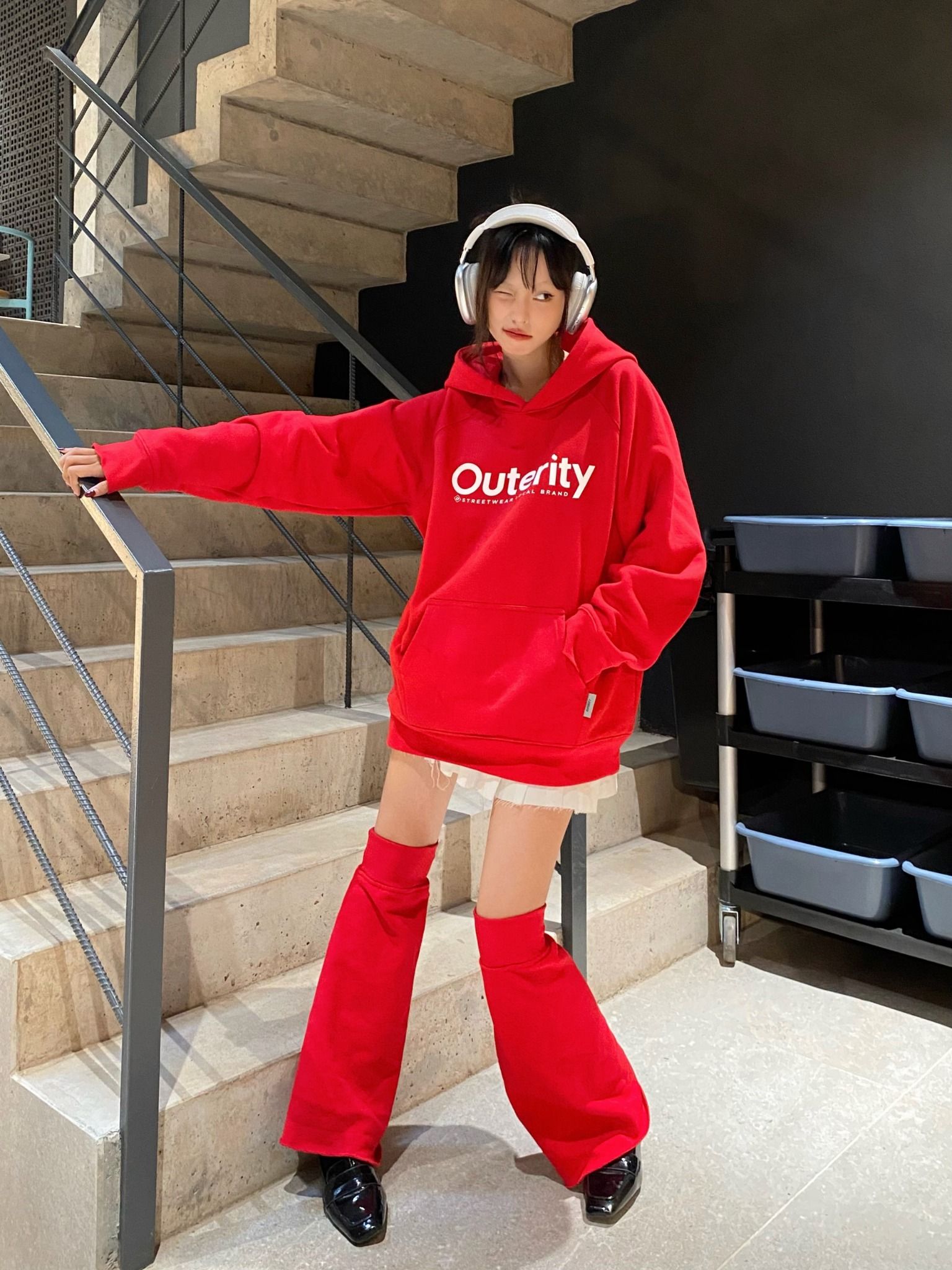  Outerity Hoodie Newfont - Meow Collection / Red 