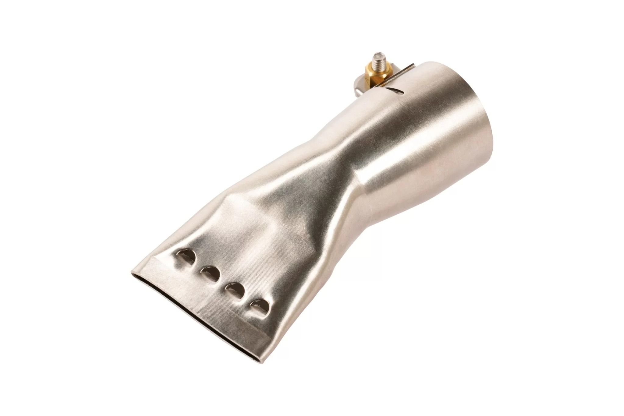 107.133 Wide slot nozzle (ø 31.5) 40 x 2 mm, 15° angled, perforated, for bitumen Leister