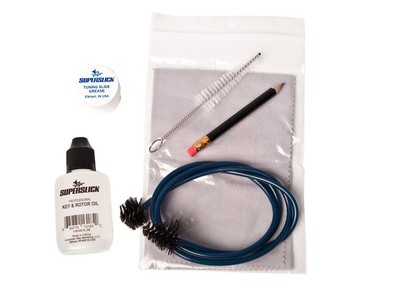 Dung cụ vệ sinh kèn French horn Wiper set French Horn Adams, French Horn maintenance set, poestdoek Laquered, 2 wissers, cylinder olie, tuning slide grease and potlood