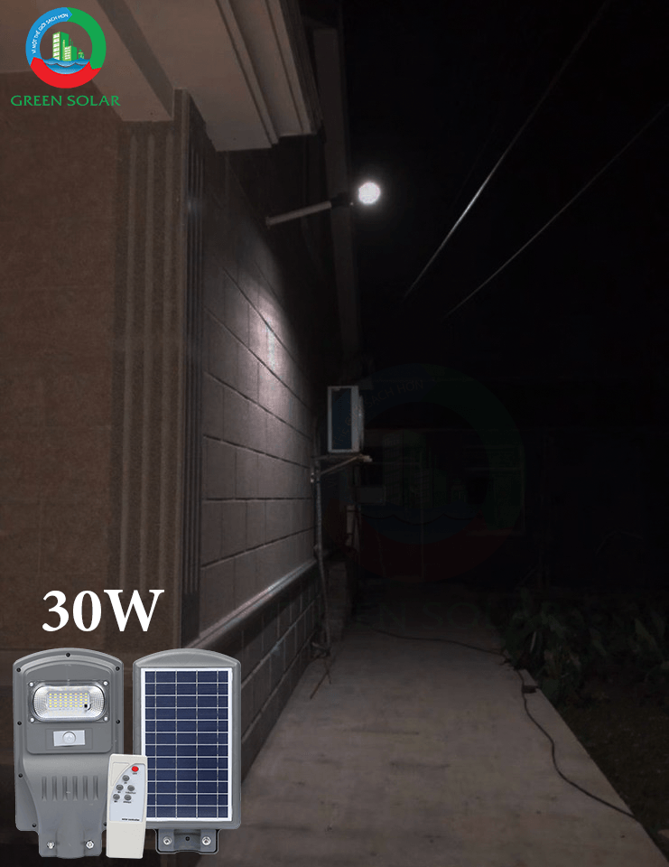 Đèn đường năng lượng mặt trời 30W – Tặng kèm ống trụ