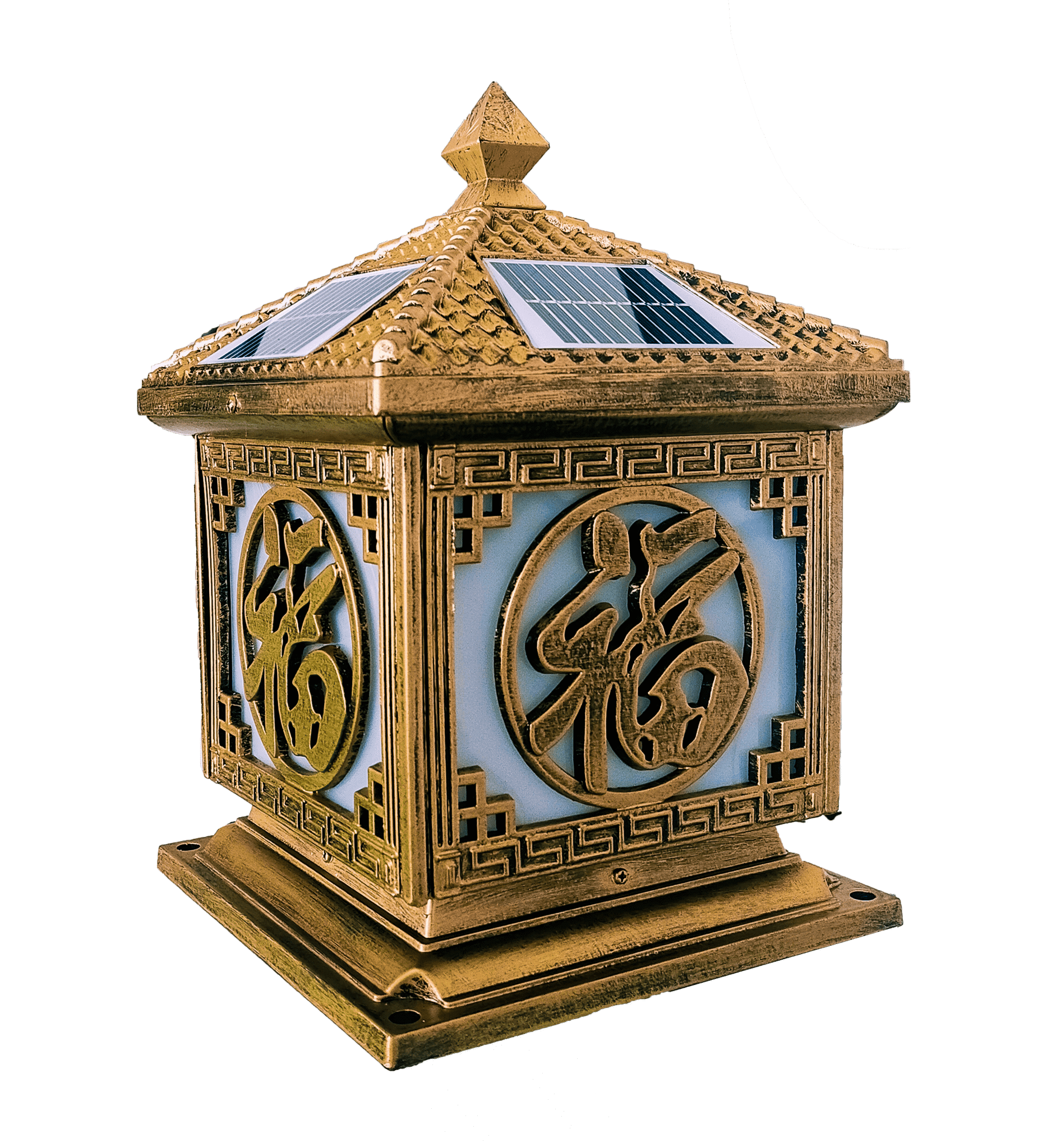  Đèn trụ cổng chữ Phúc vàng đồng - Size trung 