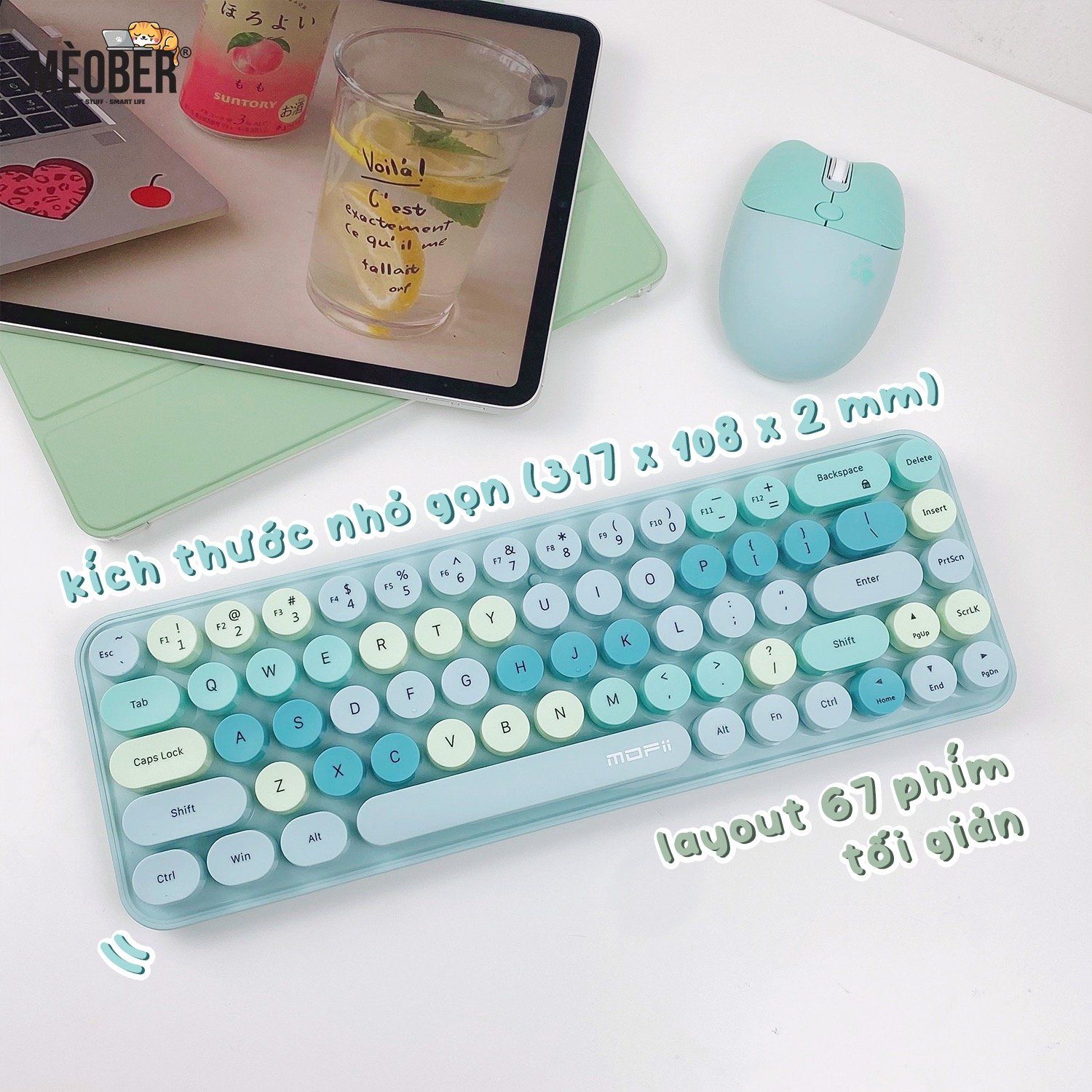  Bộ bàn phím không dây & chuột Silent MOFII Candy Mini dành cho Laptop, iPad, PC v.v 