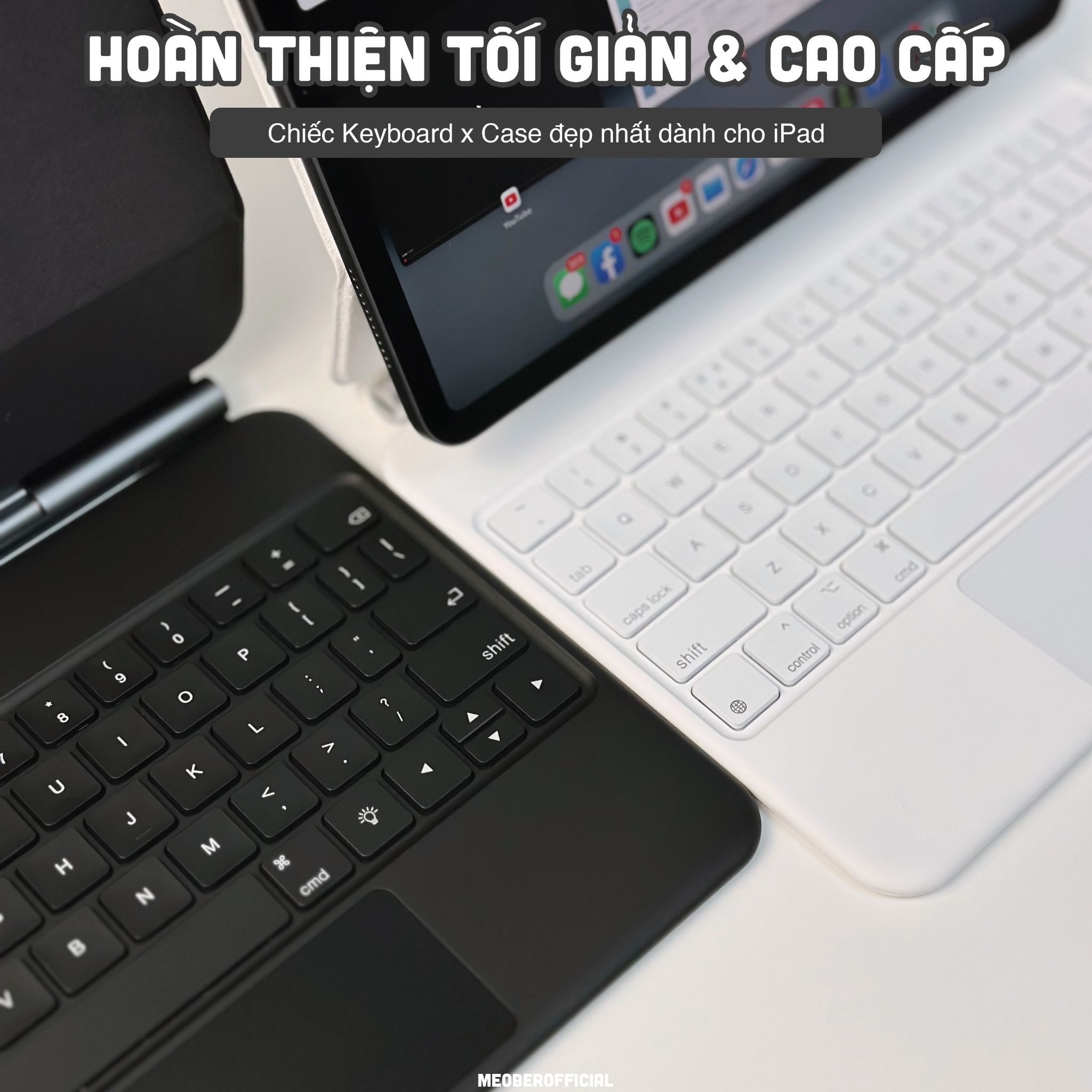  Bao Da Kèm Bàn Phím Wireless Magic Keyboard cho iPad Air 4 5, Pro 11 12.9 2020 M1 M2 