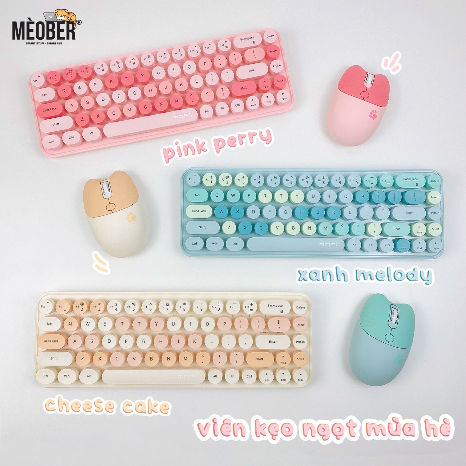  Bộ bàn phím không dây & chuột Silent MOFII Candy Mini dành cho Laptop, iPad, PC v.v 