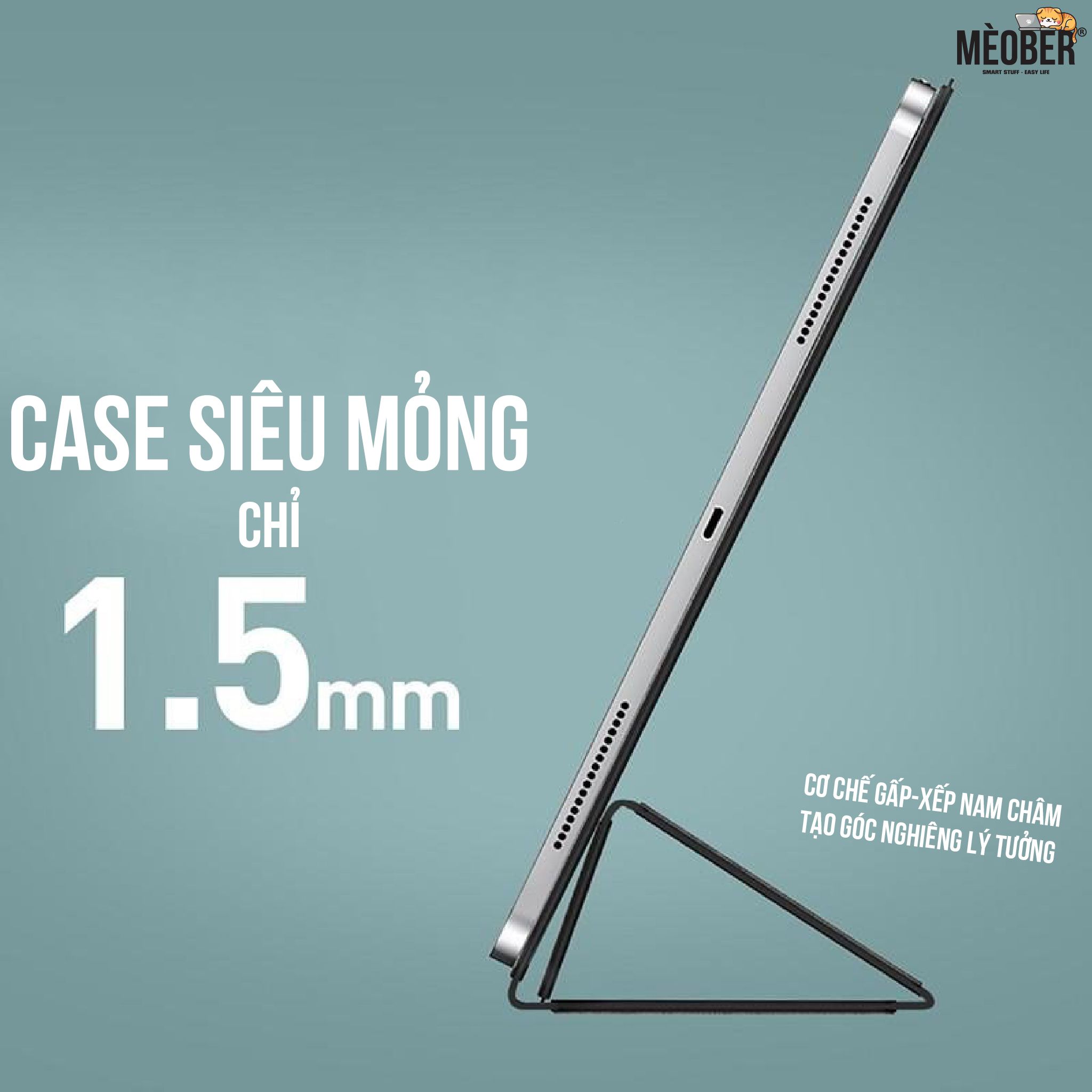 Bao da iPad nam châm tháo rời cho Pro 11, Air 4, 12.9 inch, mini 6 - Case iPad 3 mảnh hít nam châm