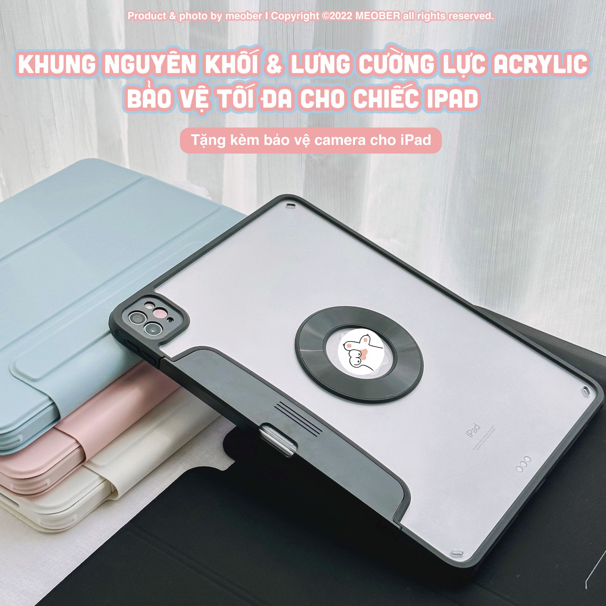 Bao da Nam Châm Xoay 360 dành cho iPad Gen 7/8/9/10, Air4/5, Pro 11 12.9 - Hỗ trợ tháo rời linh hoạt, khe sạc bút đóng mở thông minh