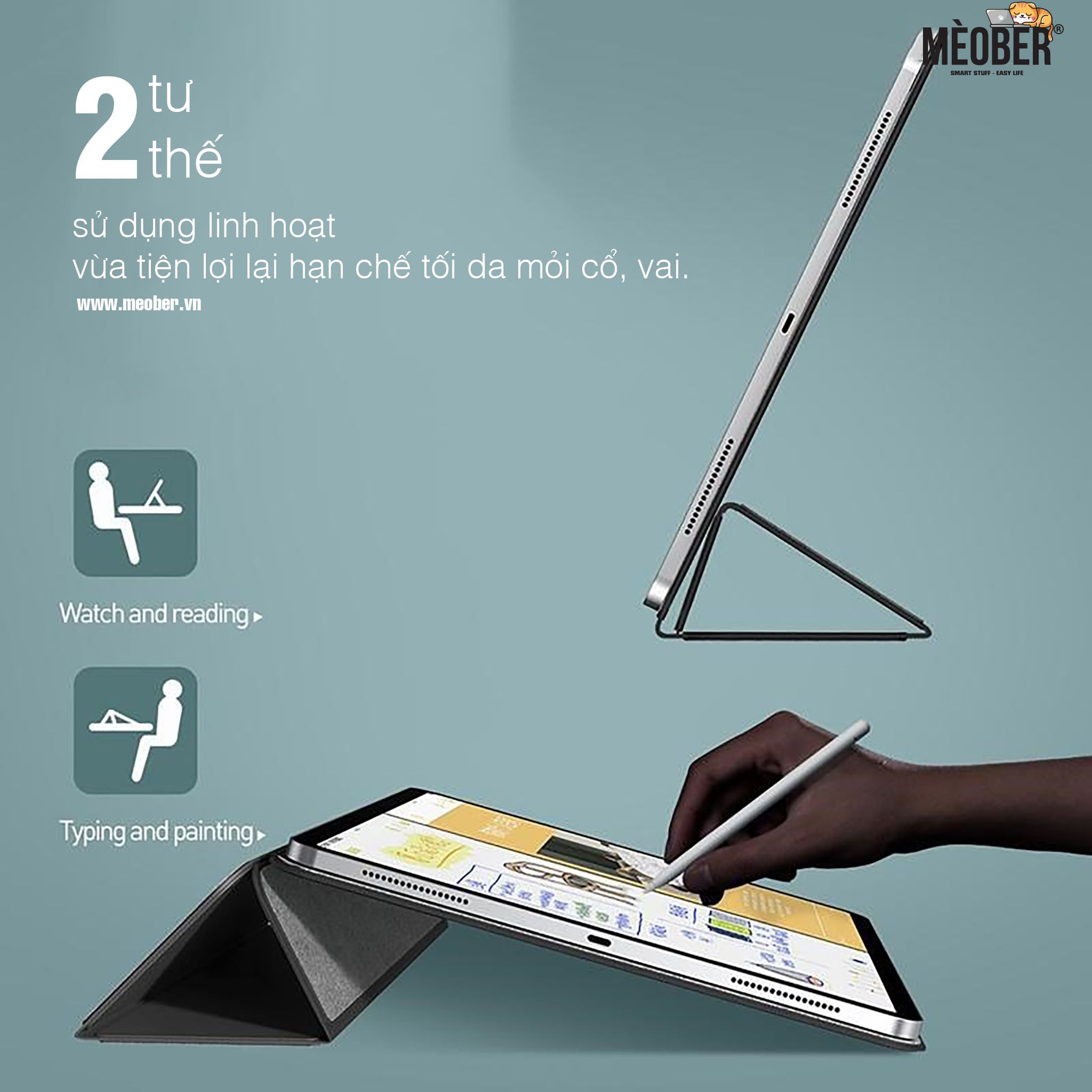 Bao da iPad nam châm tháo rời cho Pro 11, Air 4, 12.9 inch, mini 6 - Case iPad 3 mảnh hít nam châm