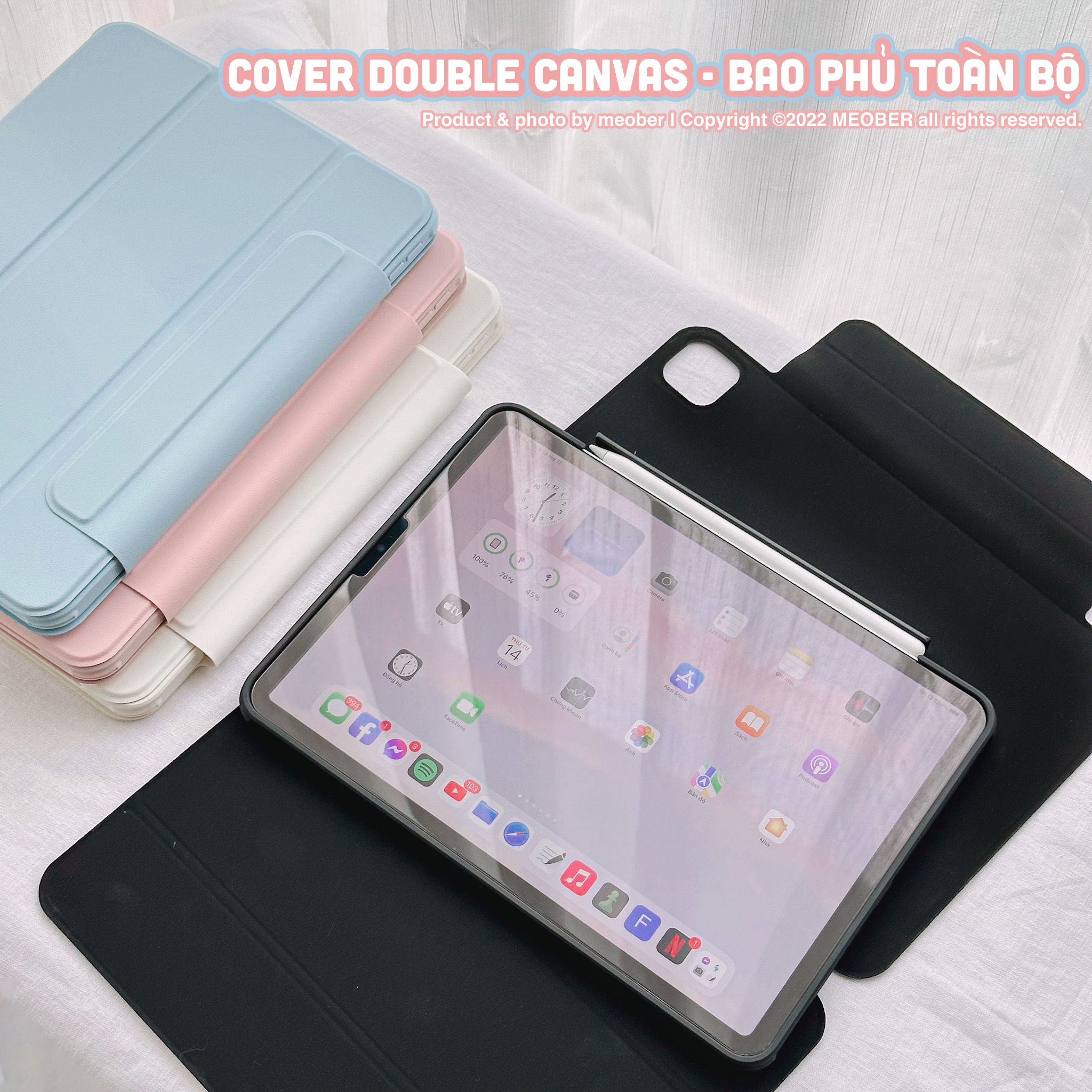 Bao da Nam Châm Xoay 360 dành cho iPad Gen 7/8/9/10, Air4/5, Pro 11 12.9 - Hỗ trợ tháo rời linh hoạt, khe sạc bút đóng mở thông minh