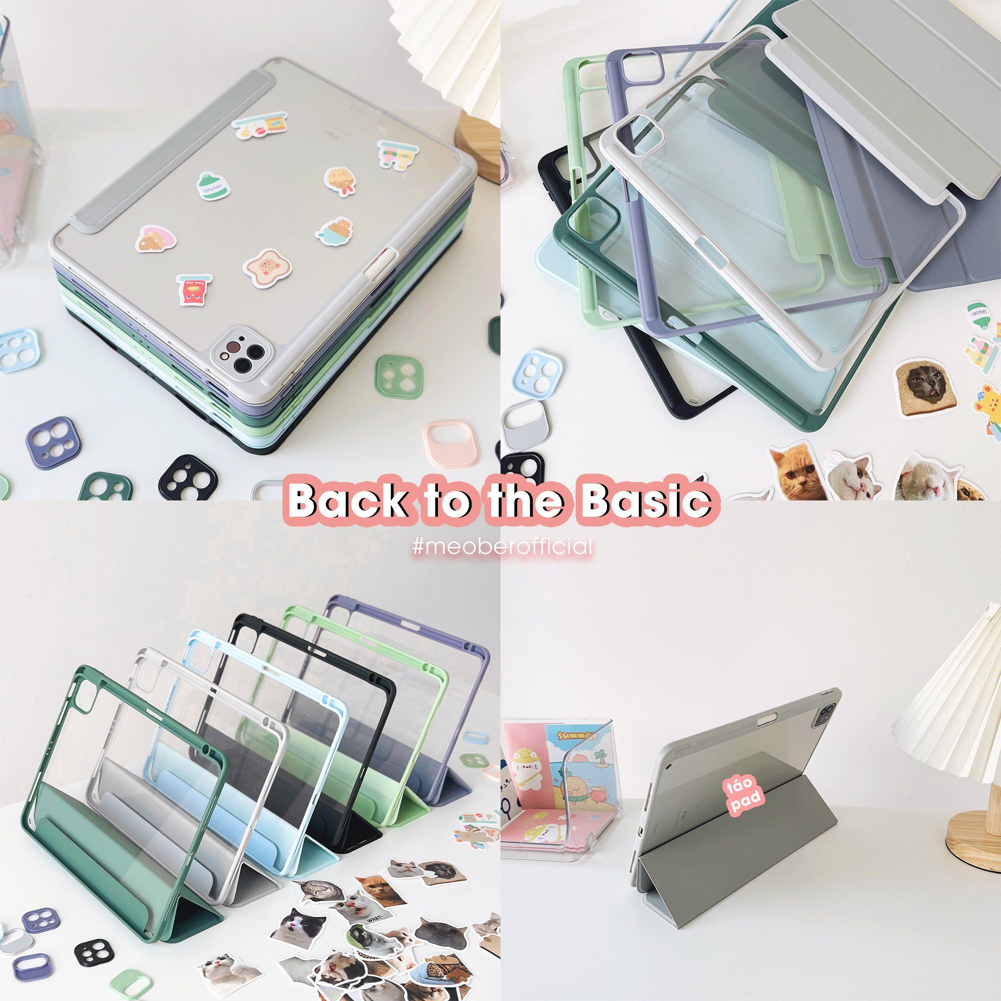  Bao da iPad Basic Acrylic tối giản, lưng trong suốt, chống vỡ, chống ố, cho Air4/5/Pro11/Gen5/6/7/8/9 