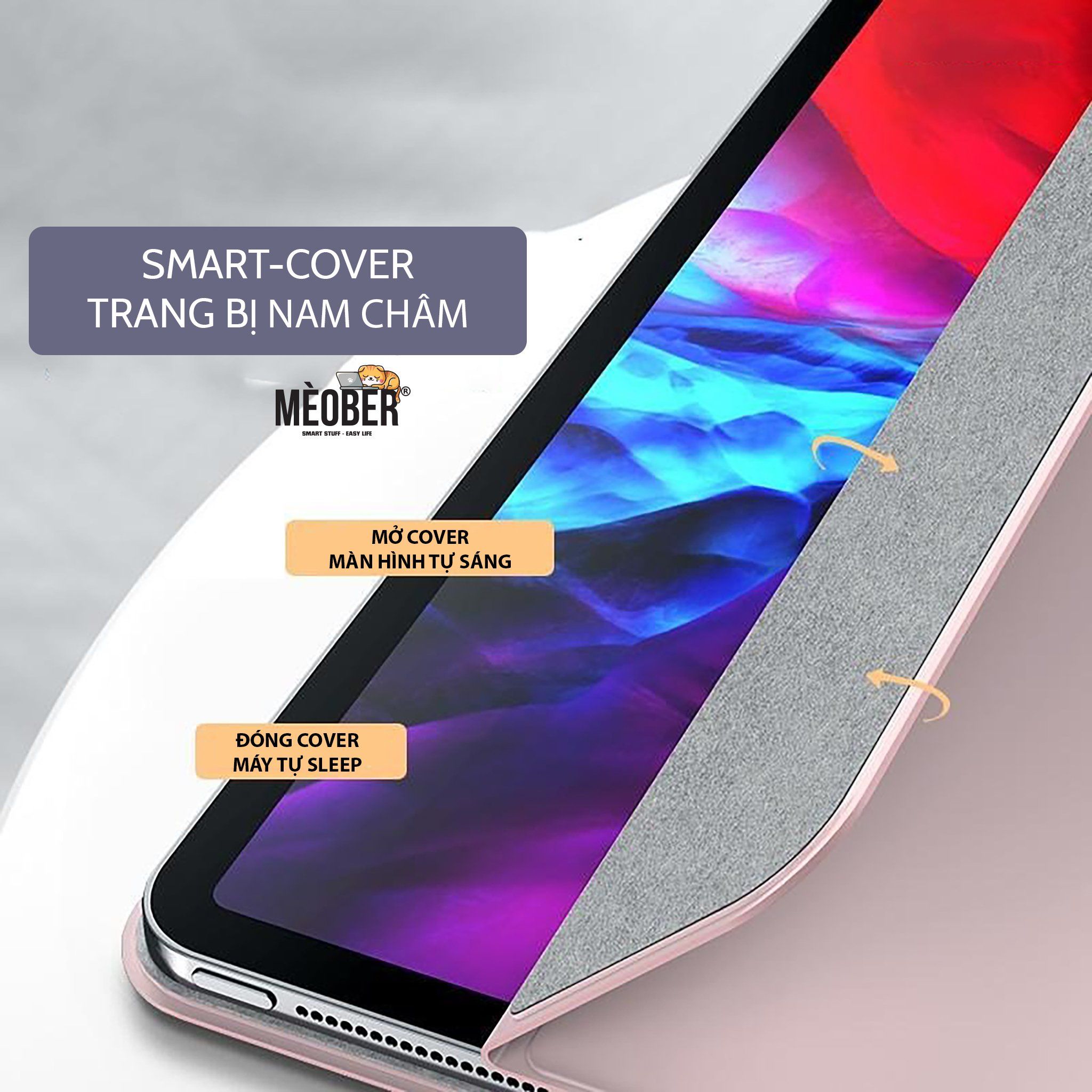 Bao da iPad nam châm tháo rời cho Pro 11, Air 4, 12.9 inch, mini 6 - Case iPad 3 mảnh hít nam châm
