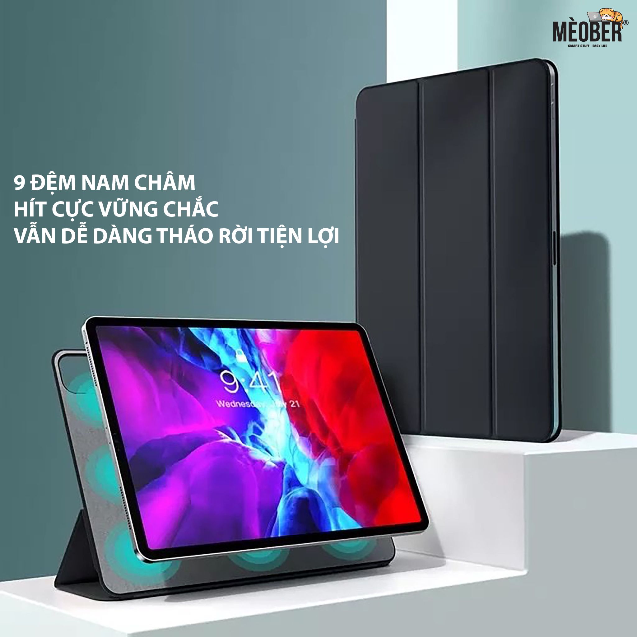 Bao da iPad nam châm tháo rời cho Pro 11, Air 4, 12.9 inch, mini 6 - Case iPad 3 mảnh hít nam châm