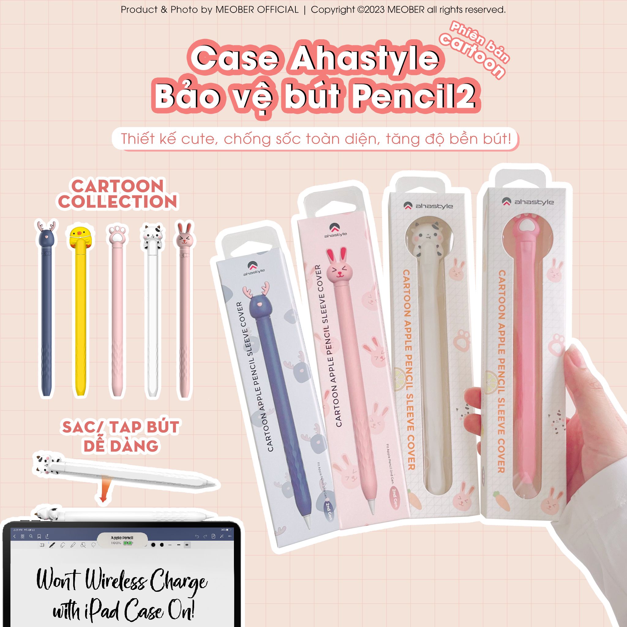 Case bọc bảo vệ bút Pencil2 Ahastyle Cartoon by MèoBer - Thiết kế dễ thương, độc đáo, chống trượt