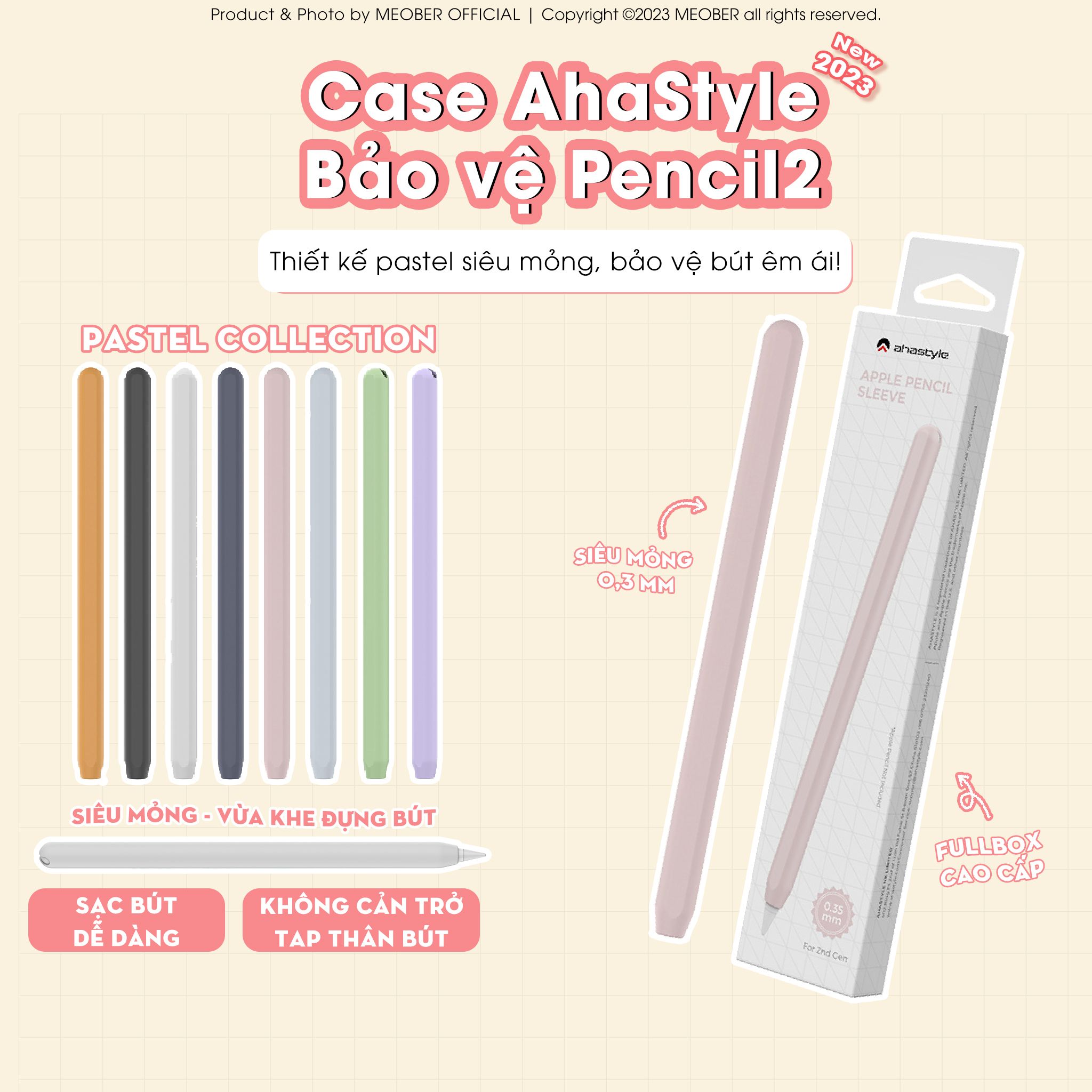 Case bọc bảo vệ bút Pencil2 Ahastyle - Siêu mỏng, vừa khay đựng bút case iPad
