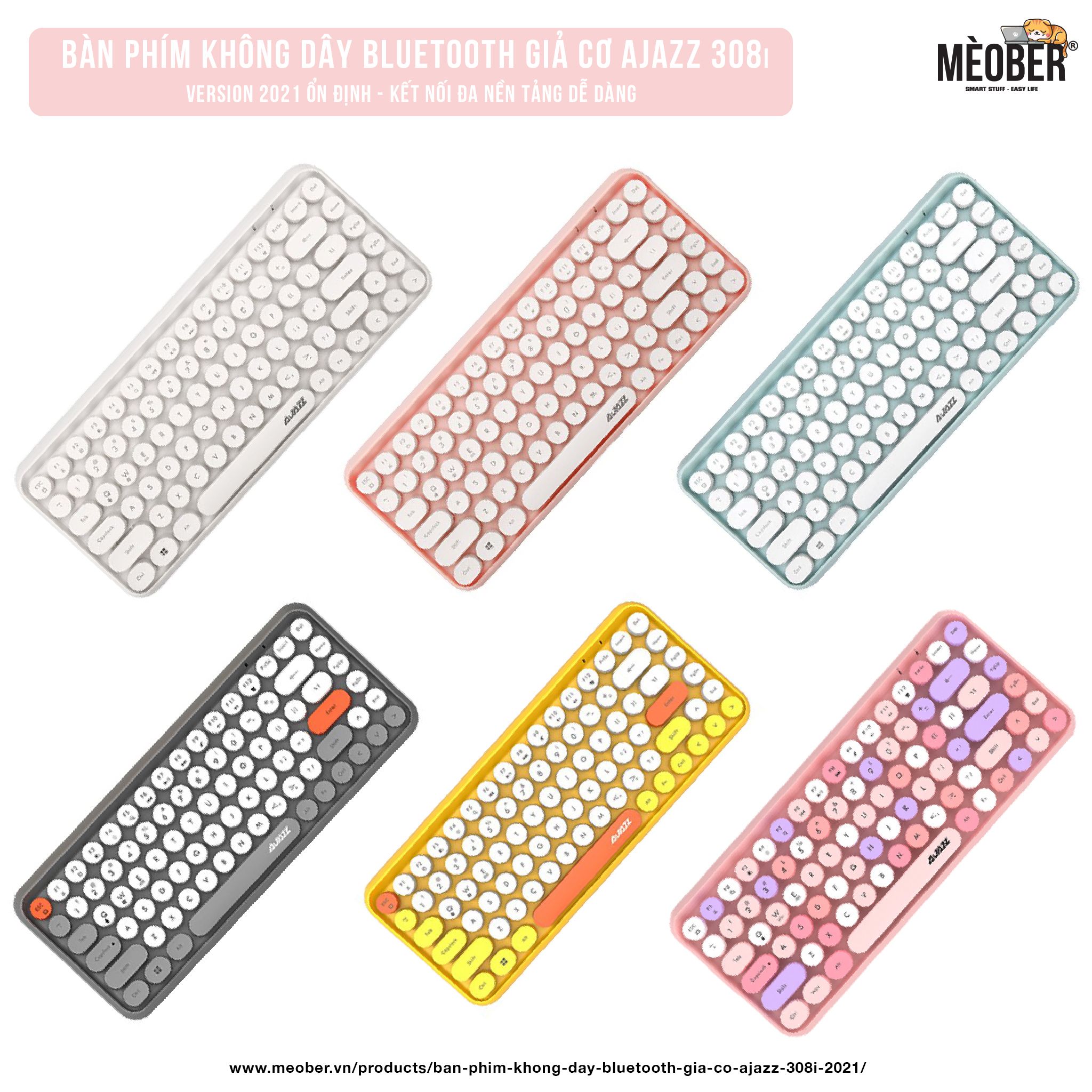 Bàn phím không dây bluetooth giả cơ AJAZZ 308i 2021 chính hãng dành cho iPad, máy tính bảng, MacBook, Laptop, PC v.v
