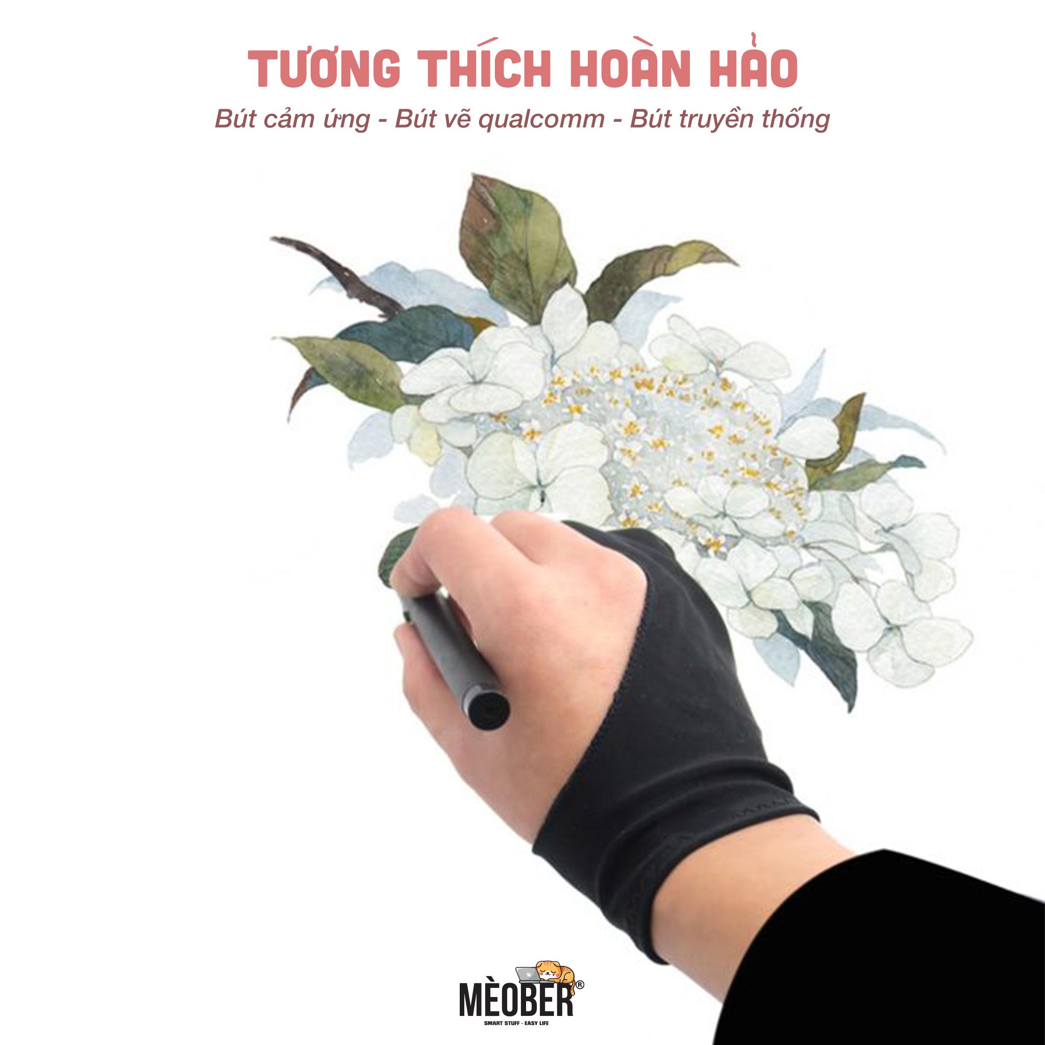  Bao tay chống chạm nhầm - Chuyên vẽ, viết trên giấy và dùng bút cảm ứng, hạn chế mồ hôi tay, co giản thoải mái 