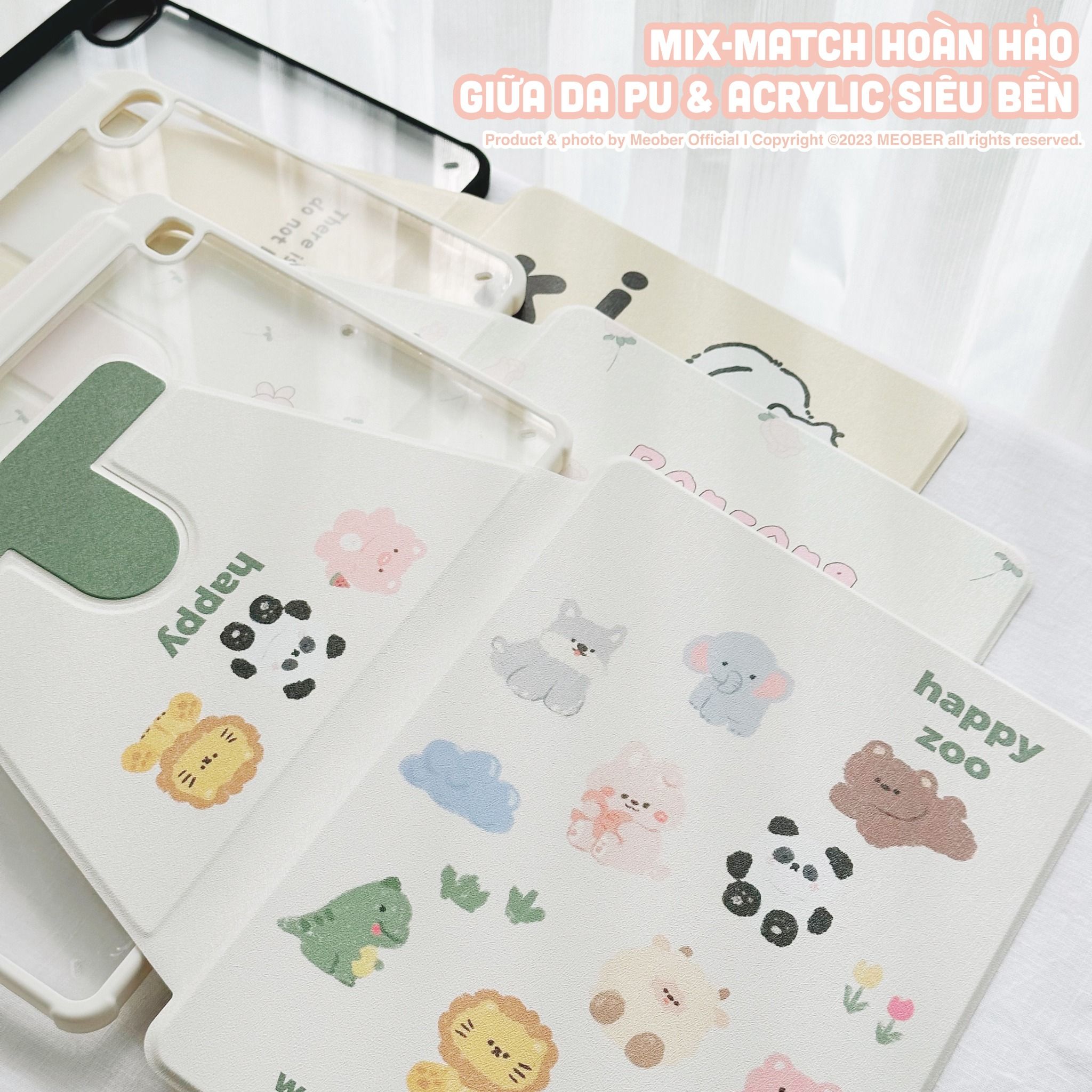  [Premium] Bao da Xoay iPad Cute Acrylic, phối màu pastel, in hoạ tiết & lưng chống ố Cover iPad Gen 7 8 9, Air 4 5, Pro 11 12.9 