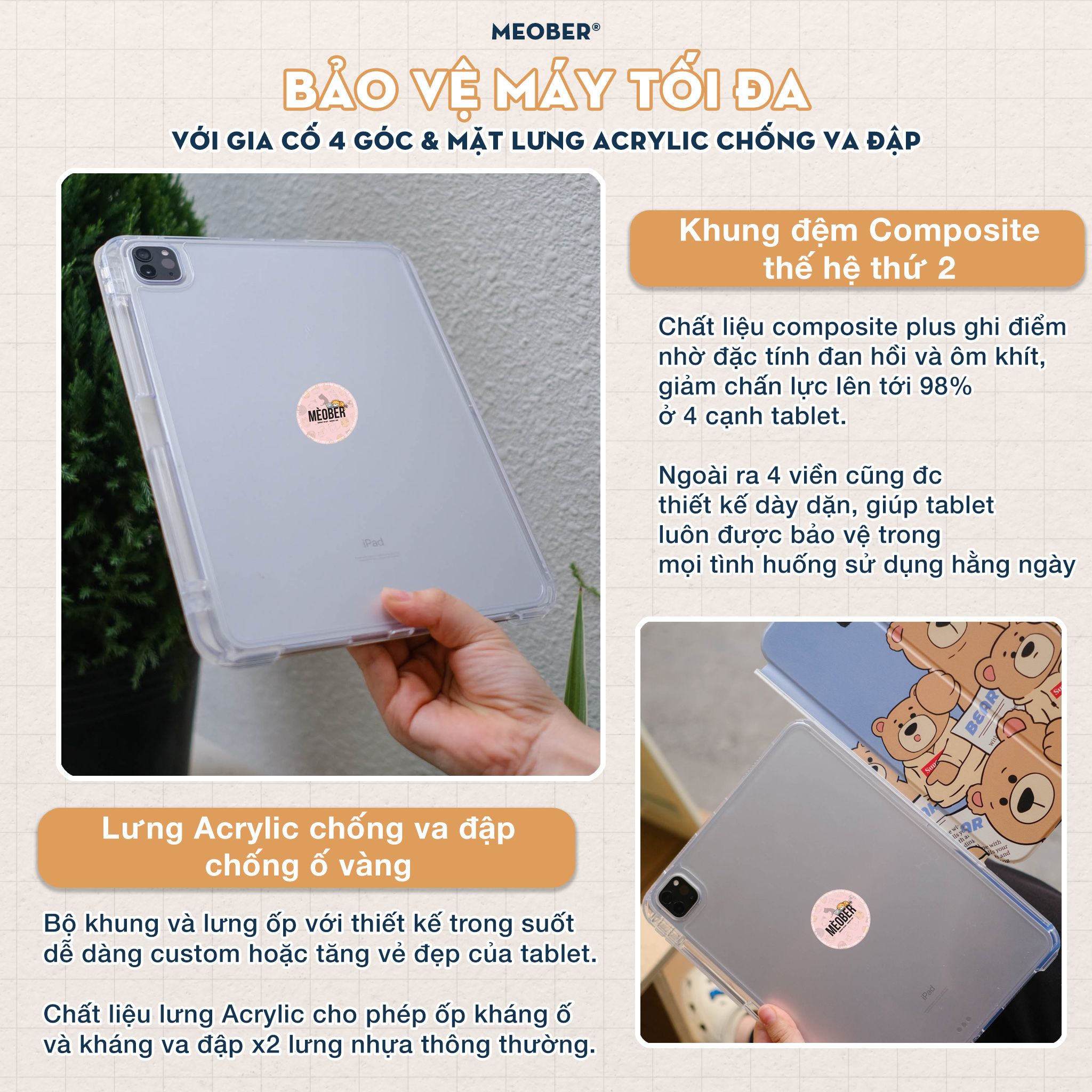 Bao da i Pad Cover Trượt Tháo Rời, in họa tiết Cute 3D chống sốc cho Pro 11 Air 4 5 Gen 9 Pro 12.9 Mini 6 by MèoBer