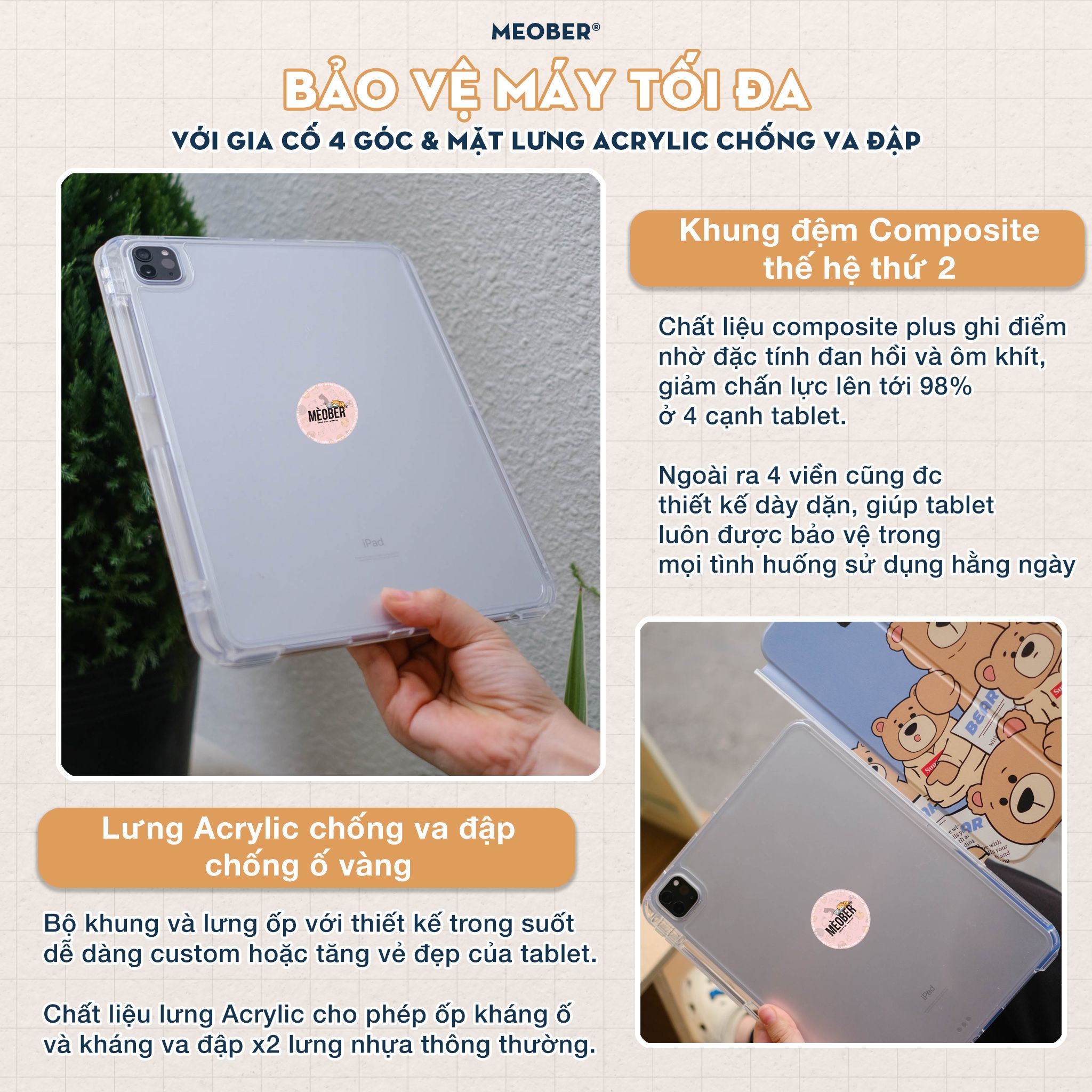  Bao da i Pad Cover Trượt Tháo Rời, in họa tiết Cute 3D chống sốc cho Pro 11 Air 4 5 Gen 9 Pro 12.9 Mini 6 by MèoBer 