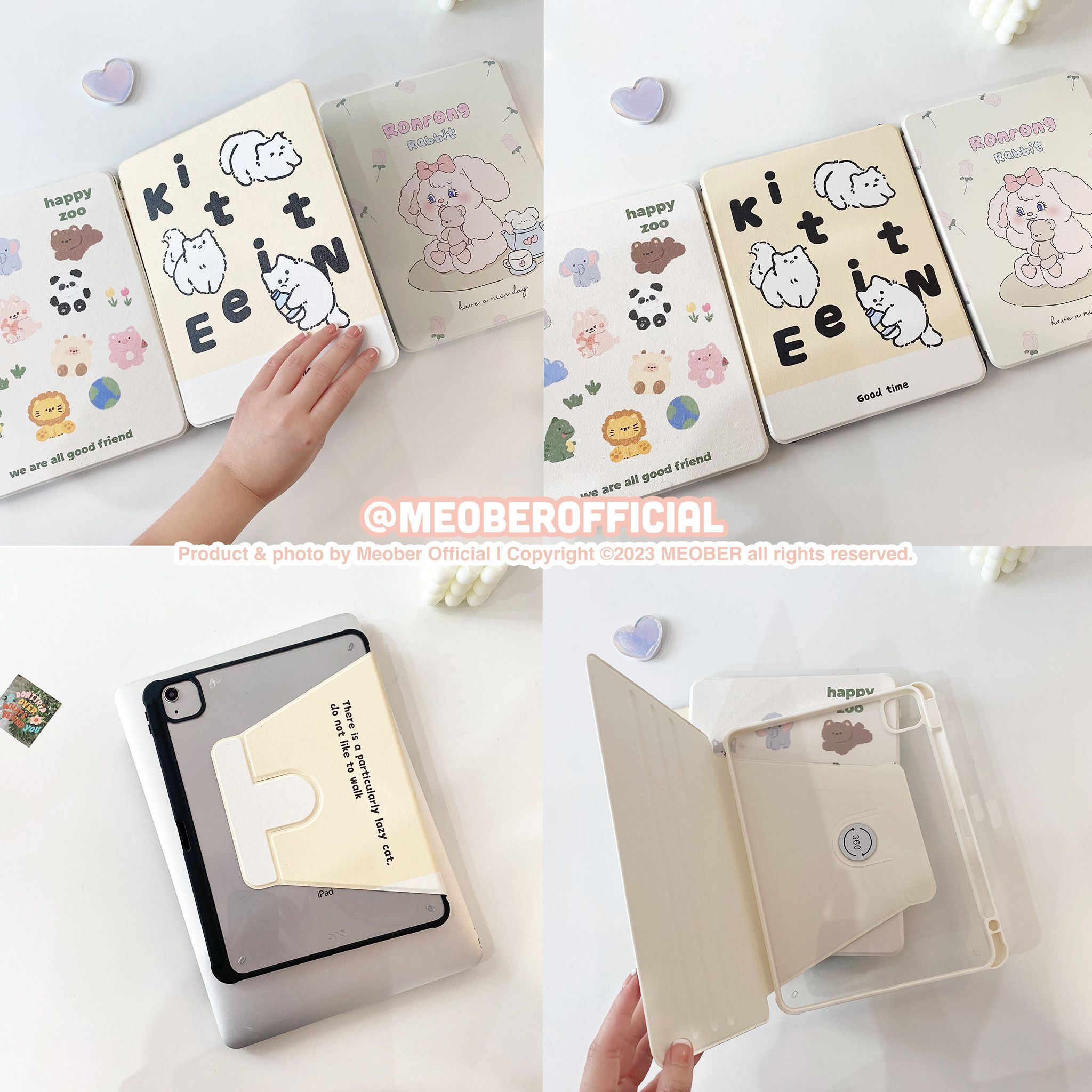  [Premium] Bao da Xoay iPad Cute Acrylic, phối màu pastel, in hoạ tiết & lưng chống ố Cover iPad Gen 7 8 9, Air 4 5, Pro 11 12.9 