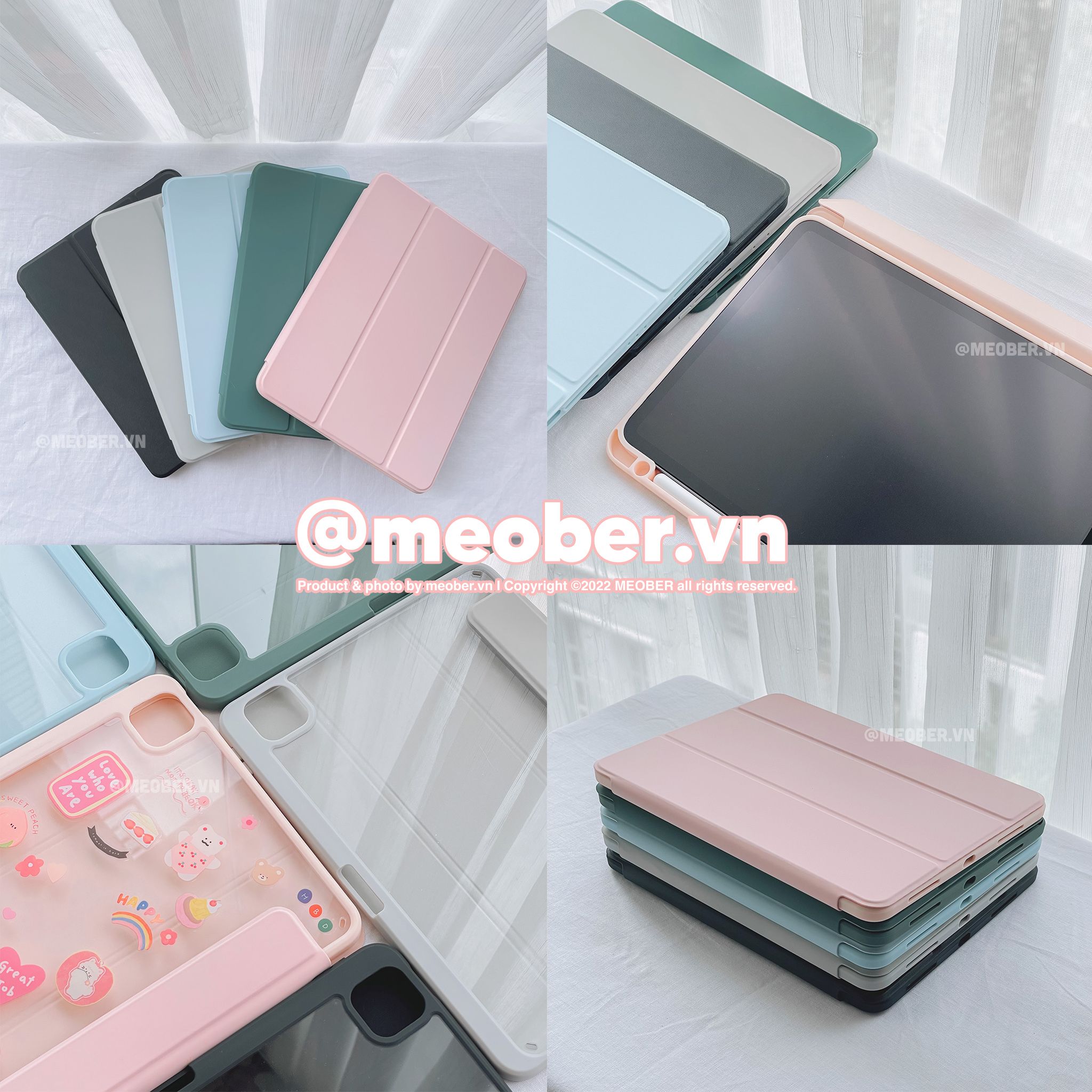 Bao da nam châm iPad, tháo rời 2 mảnh cho Pro 11, Mini 6, Air 4 5 6, 10.2 inch - Có khe sạc bút, mặt lưng trong