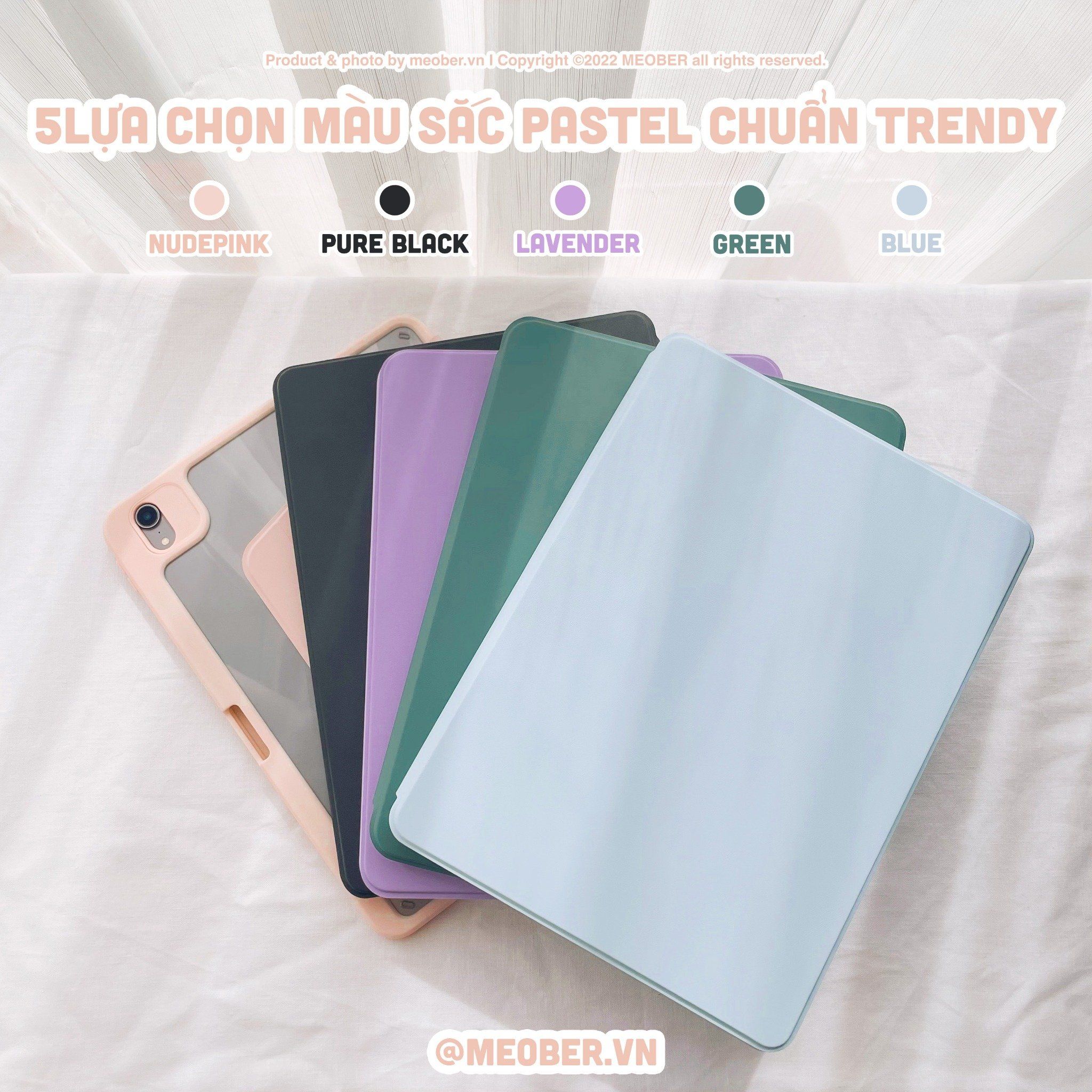 Bao da iPad Xoay Dọc 360 cho iPad Pro 11, Mini 6/7, Air 4/5/6/7, 10.2 inch, Gen10/11, Pro M4 - Có khe sạc bút, lưng trong suốt