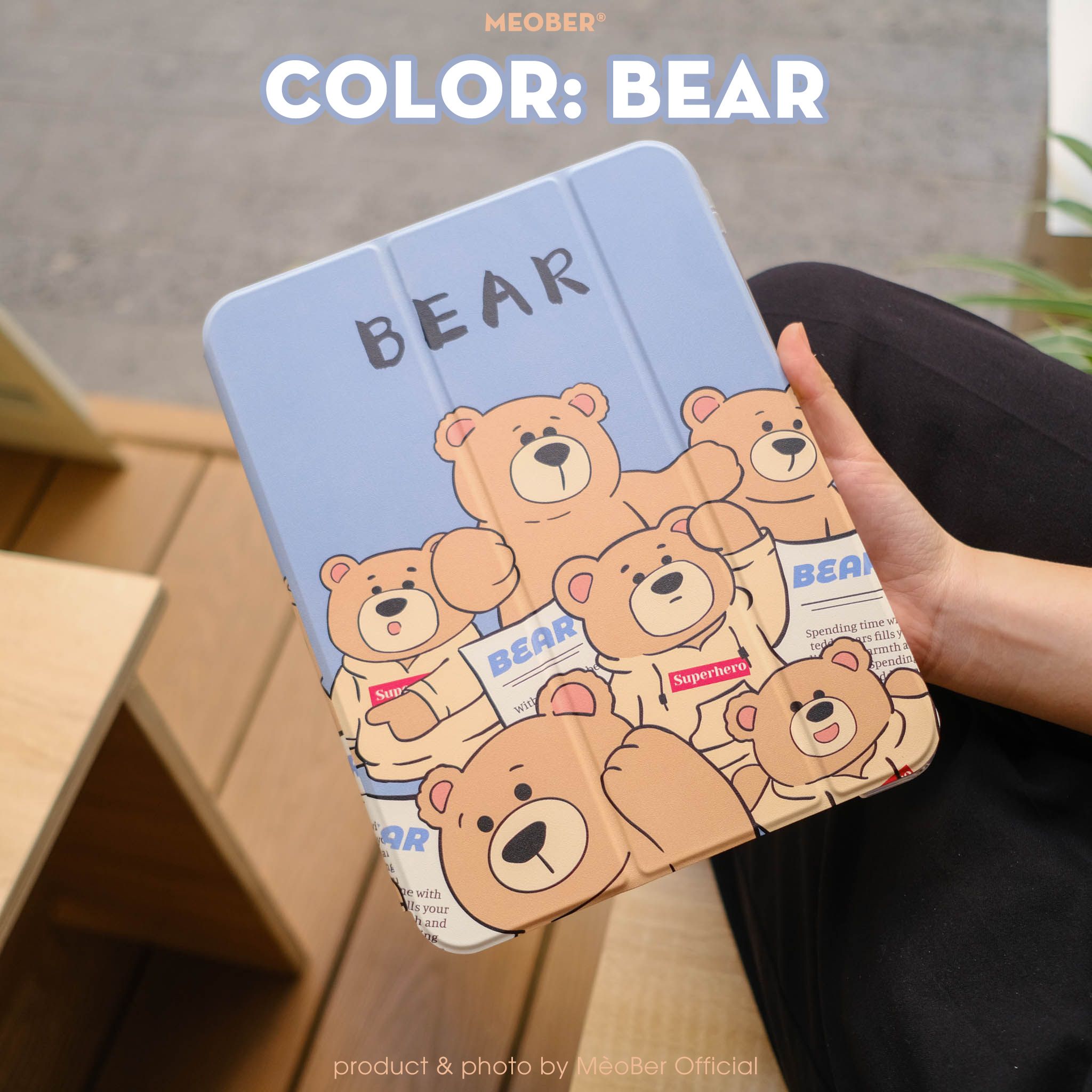 Bao da i Pad Cover Trượt Tháo Rời, in họa tiết Cute 3D chống sốc cho Pro 11 Air 4 5 Gen 9 Pro 12.9 Mini 6 by MèoBer
