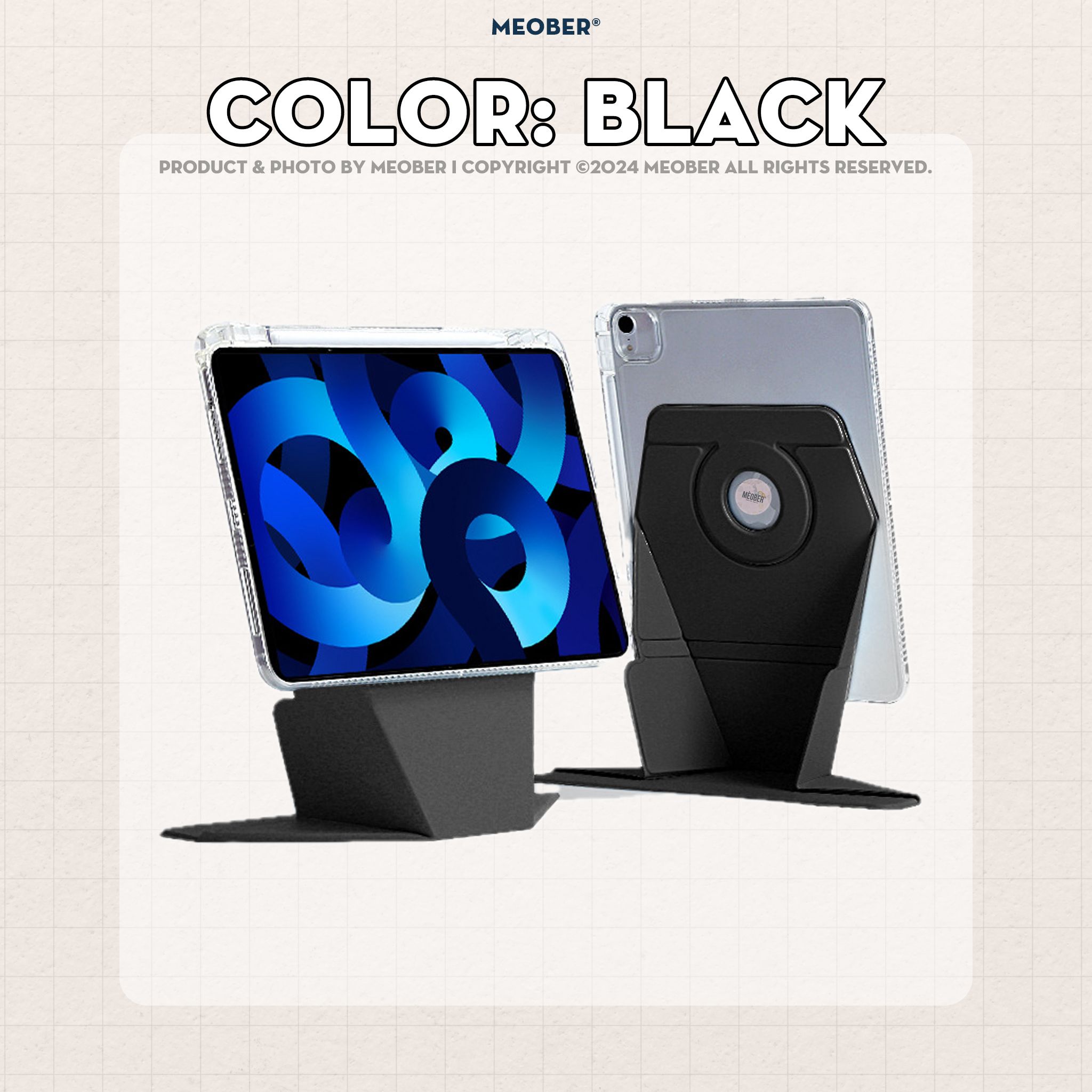 Bao da Nam Châm Xoay ProStand 360 dành cho i pad Gen 8/9/10/11, Air4/5, Pro 11,mini6&7 - Tháo rời, Nâng Cao Máy by MèoBer