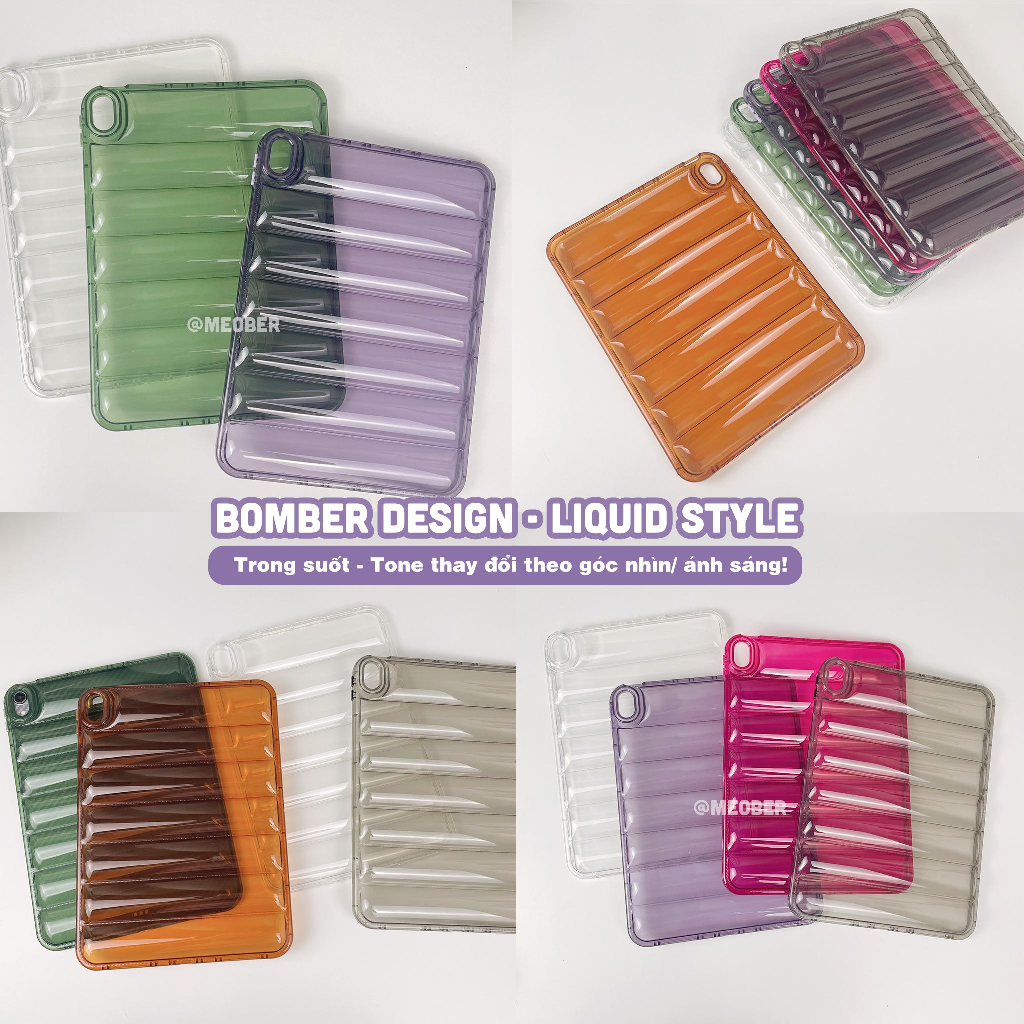 Case iPad Bomber Silicone - Thiết kế không nắp cover, nhẹ, màu sắc pastel trong suốt dành cho Gen 7/8/9 Air4/5 Pro 11