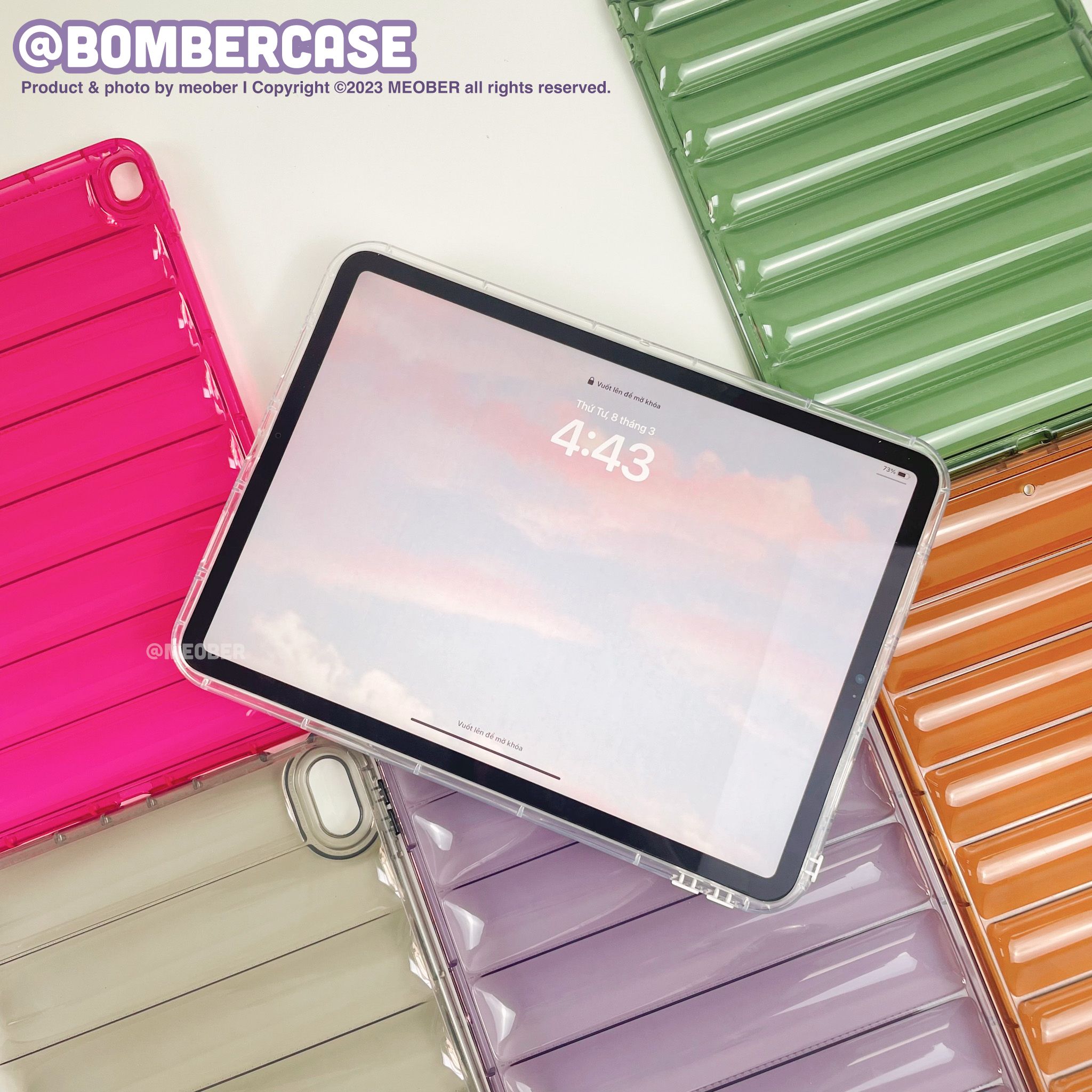  Case iPad Bomber Silicone - Thiết kế không nắp cover, nhẹ, màu sắc pastel trong suốt dành cho Gen 7/8/9 Air4/5 Pro 11 