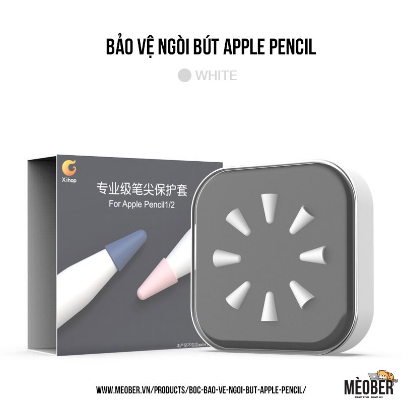 Bọc bảo vệ ngòi bút Apple Pencil thế hệ 1 và 2, chống mòn, chống trượt, silicon cao cấp (8 màu)